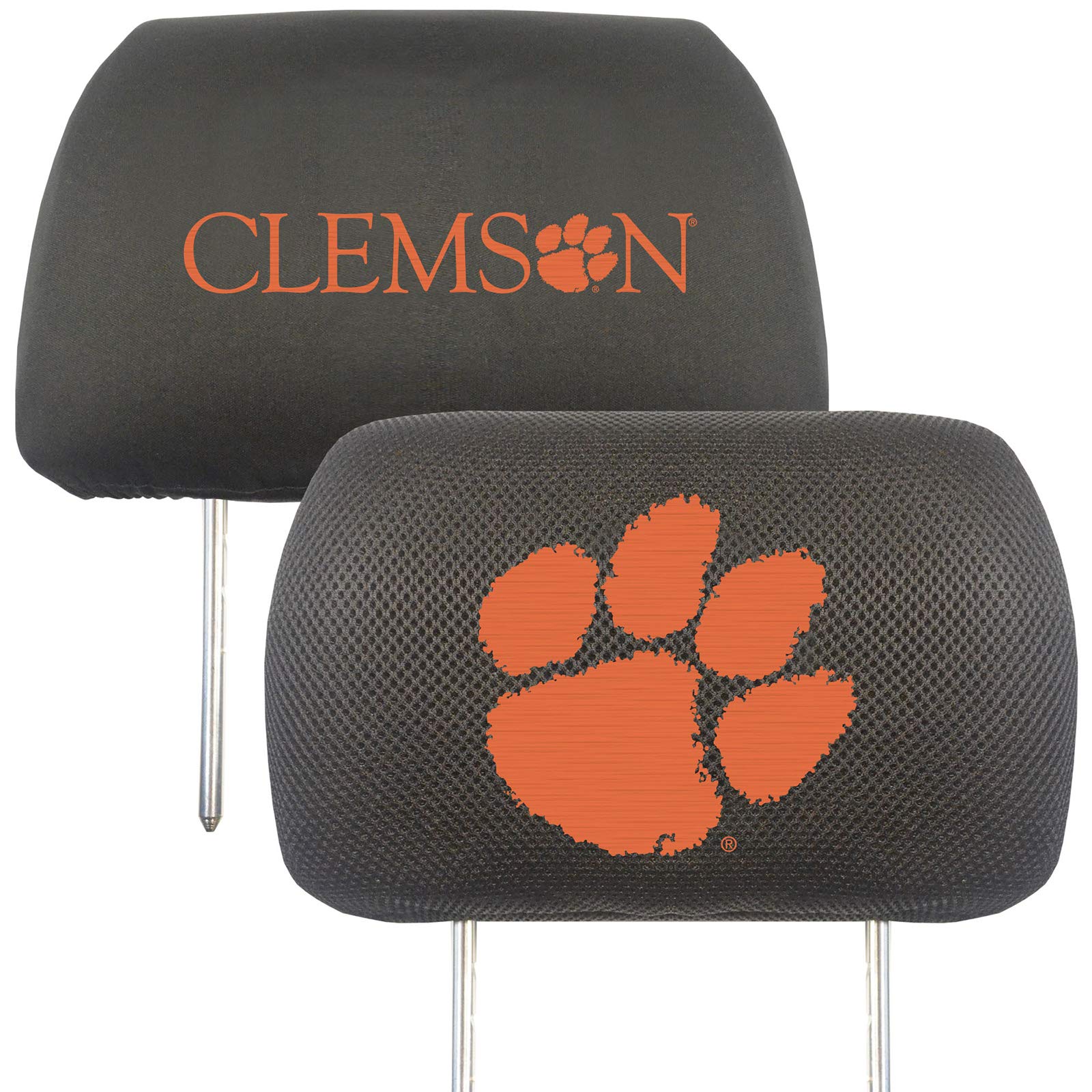 Officially Licensed Clemson Tigers Car Accessories Bundle - NCAA AAC Fanmats Headrest Covers & Steering Wheel Cover (3-Piece Set) | Perfect for Game Day, Tailgating & Showing Team Spirit