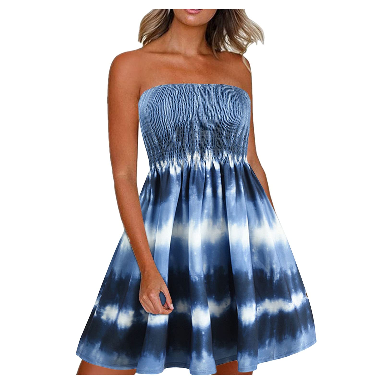 Smooto Women's Sexy Summer Dresses 2021 - Elegant Blue Beach & Wedding Guest Dress (Size S) | Perfect for Beach Parties, Weddings & Summer Vacations