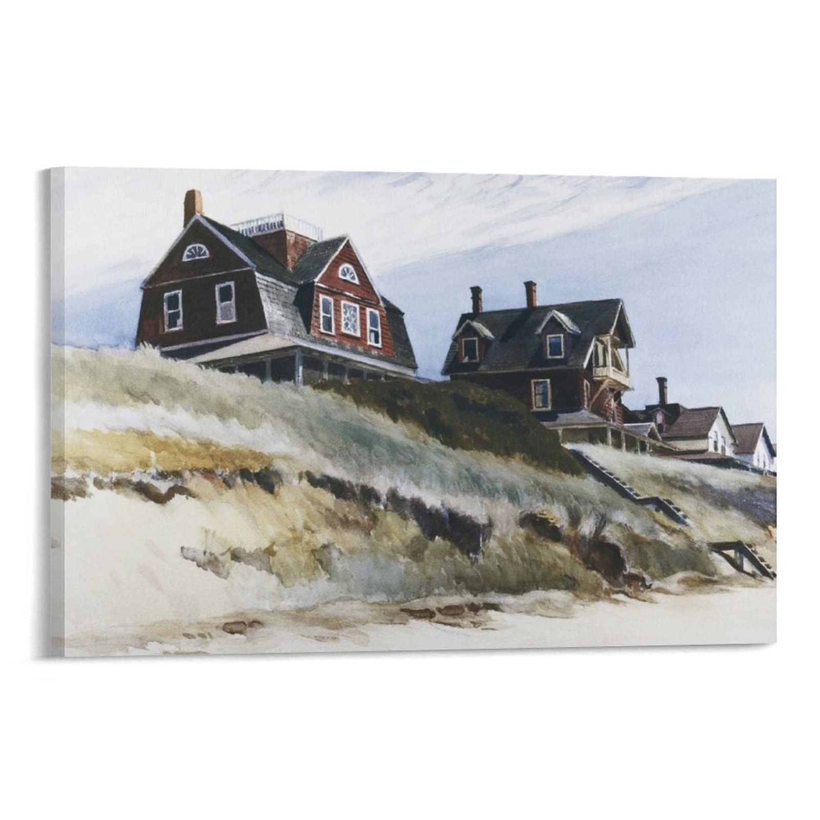 Edward Hopper Cottages at Wellfleet Canvas Art Print - 24x36 inch (60x90cm) Modern Wall Decor for Living Room, Bedroom & Office - Framed/Unframed American Realist Painting Poster - Perfect Gift for Art Lovers & Home Aesthetics