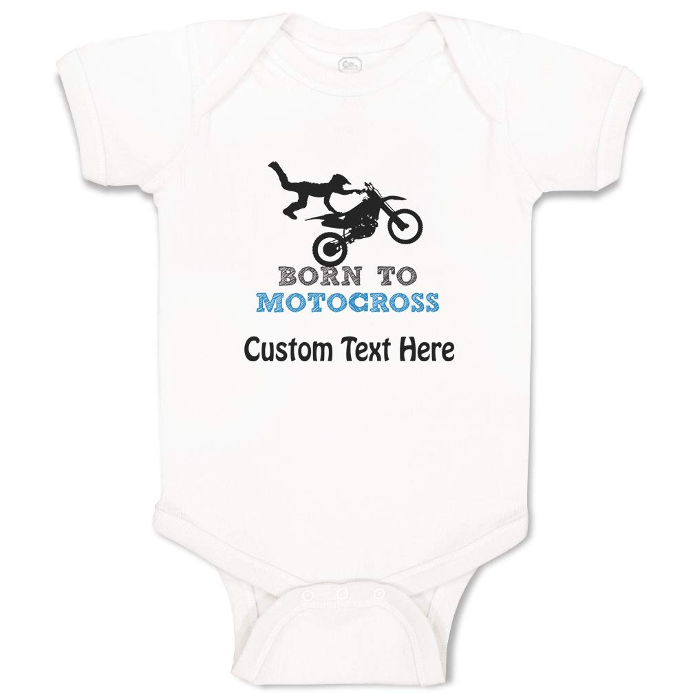 Custom Personalized Baby Bodysuit - Born to Motocross Funny Cotton Onesie for Boys & Girls (6 Months, White) | Unique Baby Shower Gift & Motorcycle Enthusiast Apparel