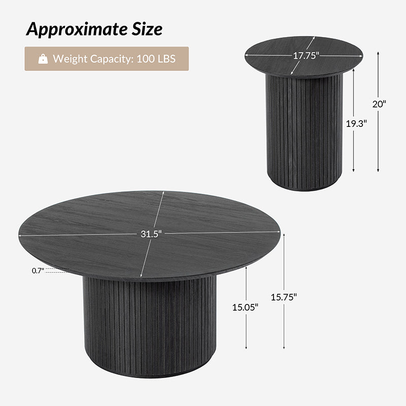 Modern Nesting Coffee Table Set - 2-Piece or 3-Piece Optional - Space-Saving Living Room Furniture for Small Spaces, Apartments & Home Decor