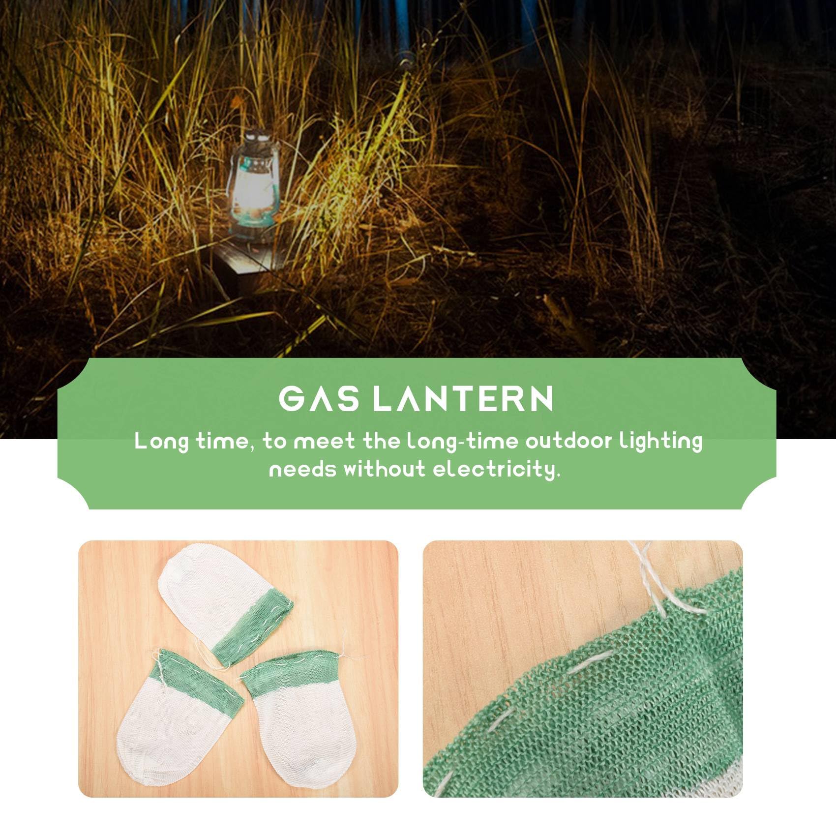 20Pcs Propane Lantern Mantles - Replacement Gas Lanter Mantles for Outdoor Camping, Hiking, Backpacking & Emergency Lighting (Natural, White & Green) - Perfect for Coleman, Gas & Propane Lanterns