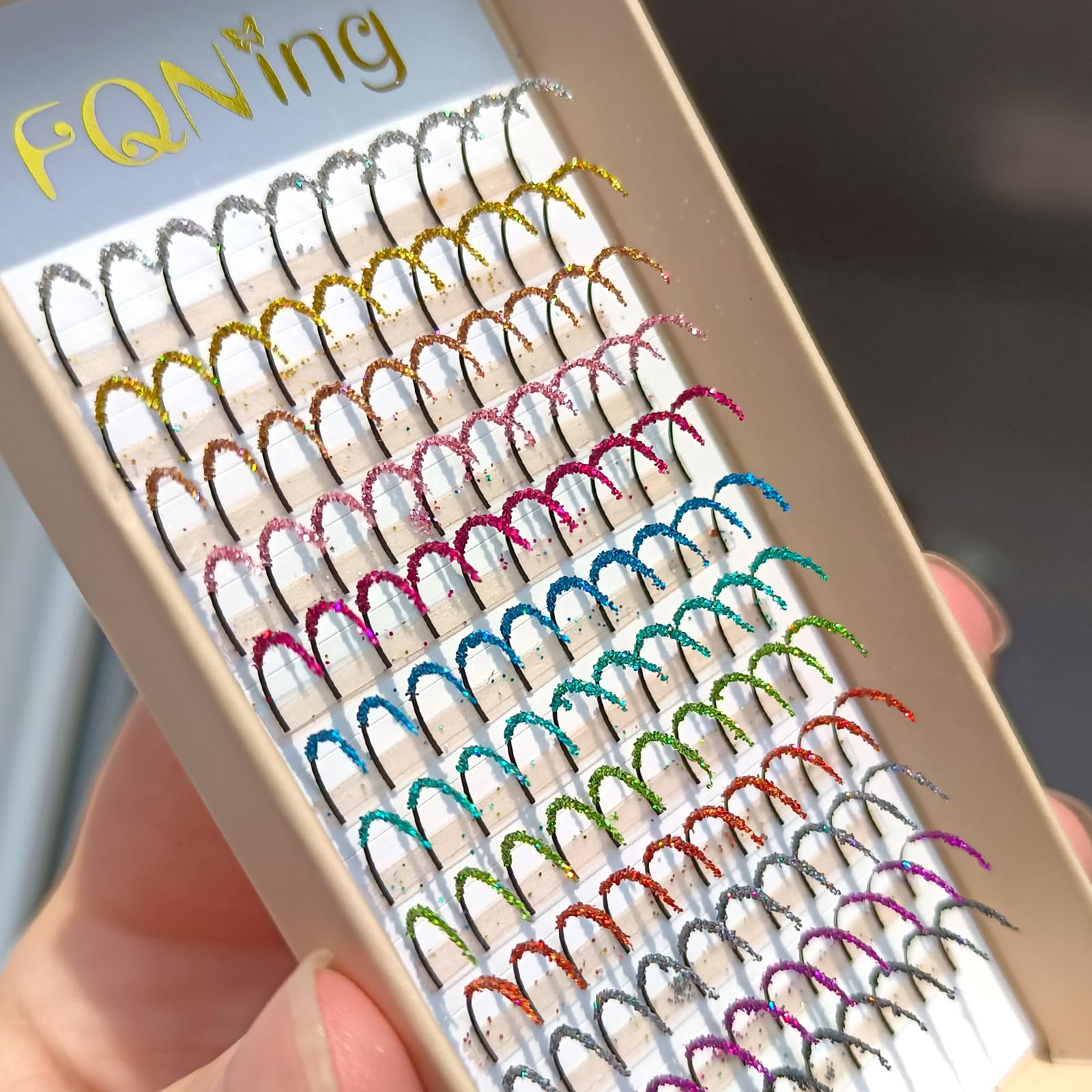 Professional 12-Color Glitter Eyelash Extensions Kit - 15mm 0.20D Spike Lashes for Dramatic Eye Makeup | Perfect for Parties, Halloween, Cosplay & Special Occasions