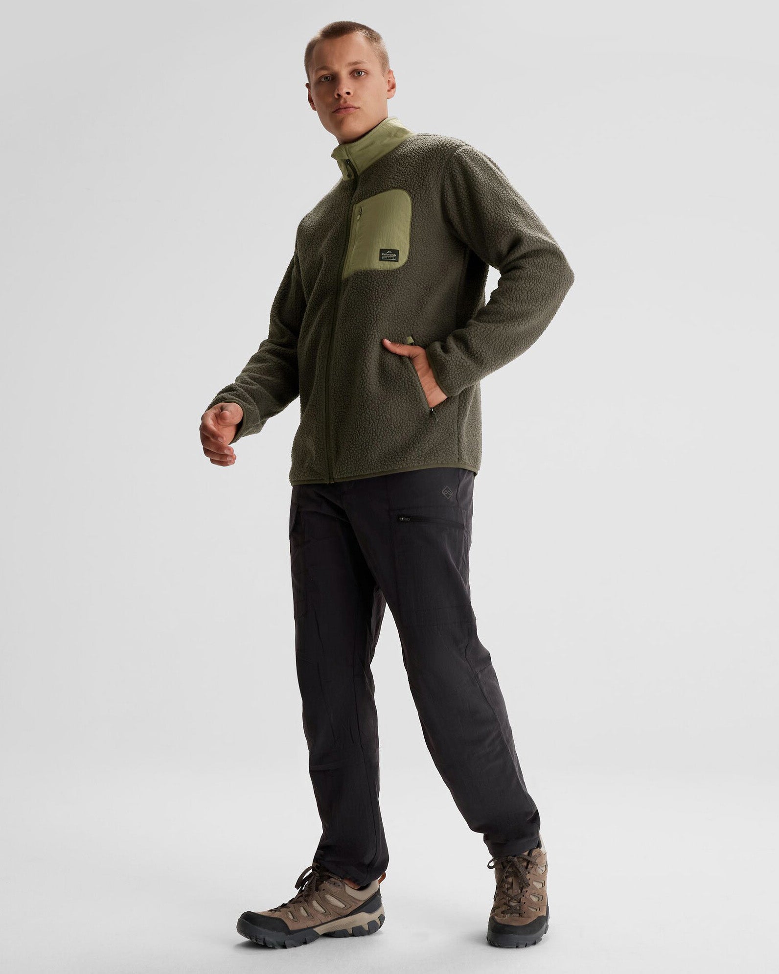 Men's Co Z High Pile Fleece Jacket - Dark Moss Green | Warm Winter Outerwear for Hiking & Outdoor Activities