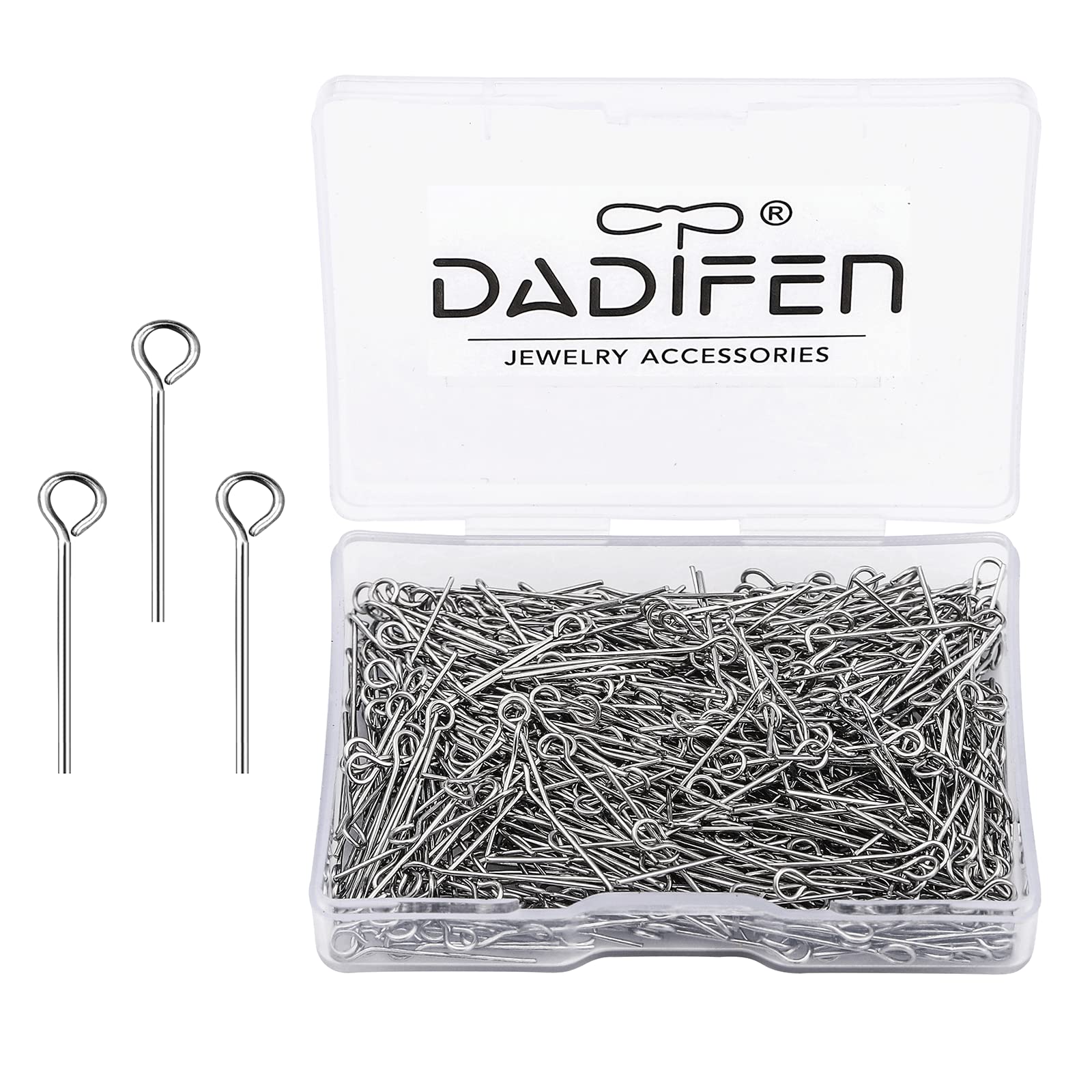 304 Stainless Steel Jewelry Eye Pins 600pcs - 24 Gauge 0.6x20mm Silver Head Open Eye Pins for DIY Earrings, Necklaces, Bracelets - Perfect for Beading, Dangle Charms & Jewelry Making Crafts
