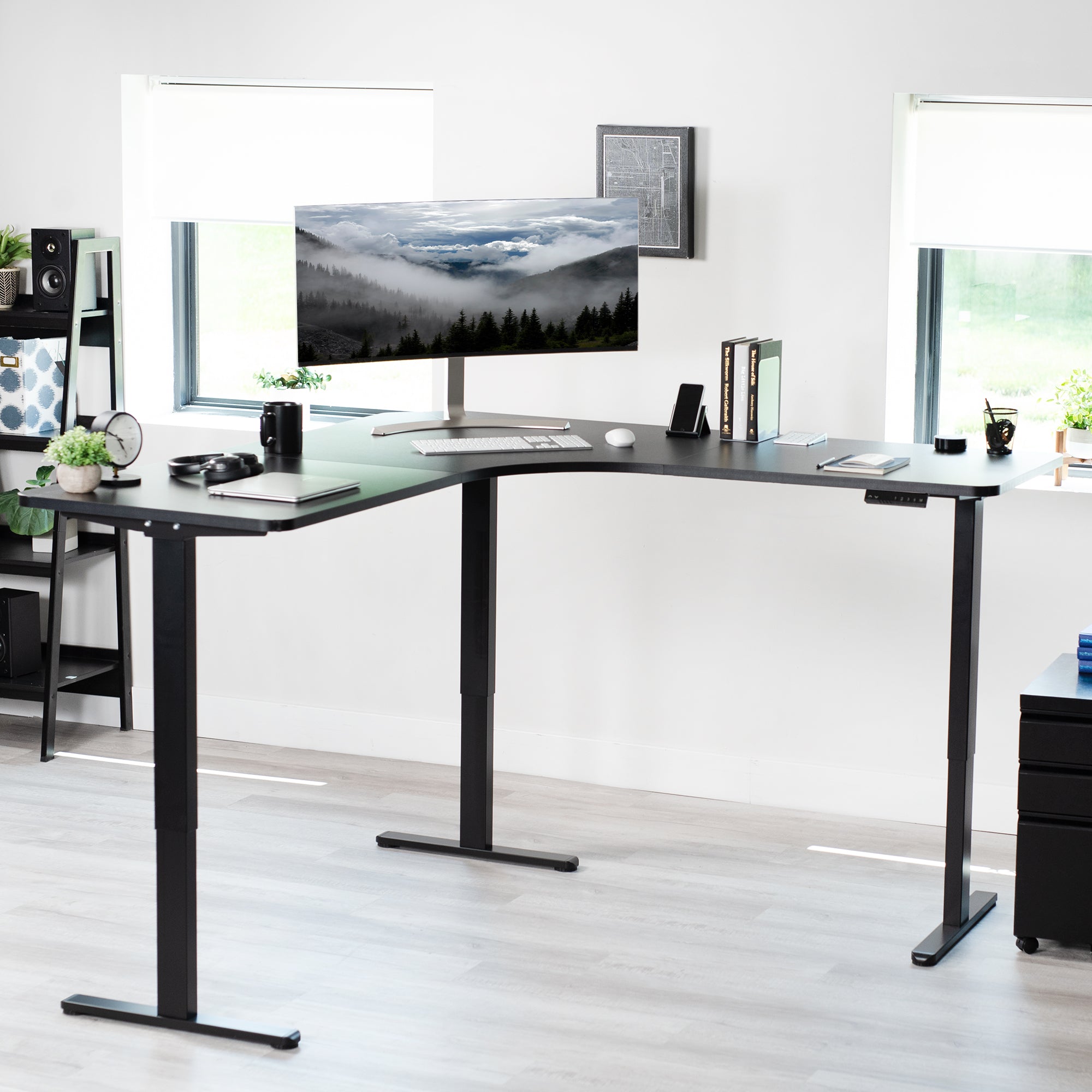 Electric Multi Motor Adjustable Corner Desk Frame with Memory Controller - Ergonomic Home Office & Gaming Setup for Comfort & Productivity