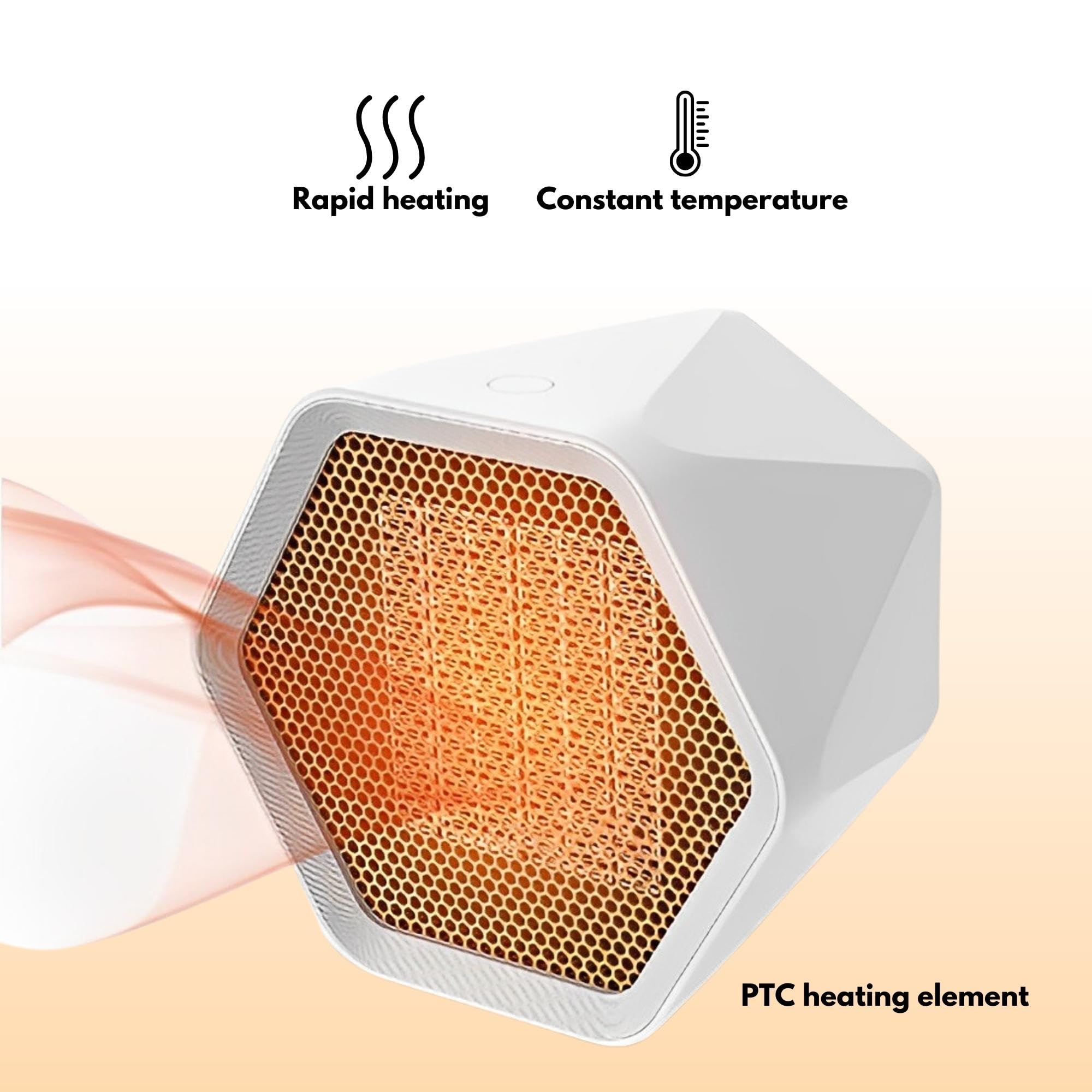 Compact Ceramic Space Heater for Office & Home - Fast Heating Portable Electric Heater with Quiet Operation - Energy Efficient Mini Desk Heater for Bedroom, Bathroom & Small Spaces - Perfect for Winter Use & Indoor Warming (White)
