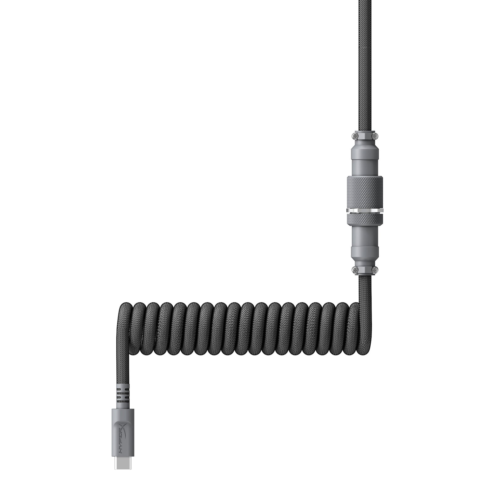 HyperX USB-C Coiled Charging Cable 3.3ft (1m) - Red & Black Braided Nylon Fast Charging Cord for Gaming, Work & Travel - Compatible with iPhone 15, MacBook, iPad, Samsung Galaxy & More