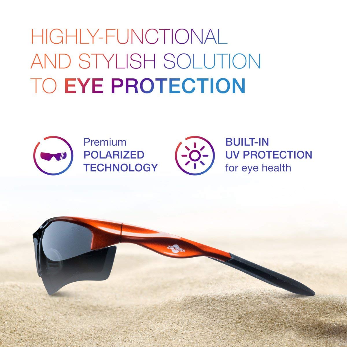 ToolFreak Polarized Rebel Safety Glasses - ANSI Z87.1-2015 Certified, U6 UV Protection - Dark Smoke Tinted Lens for Outdoor Work, Cycling & Driving - Anti-Fog, Secure Fit & Distortion-Free Vision - Includes Hard Case, Microfiber Cloth & Adjustable Neck Cord