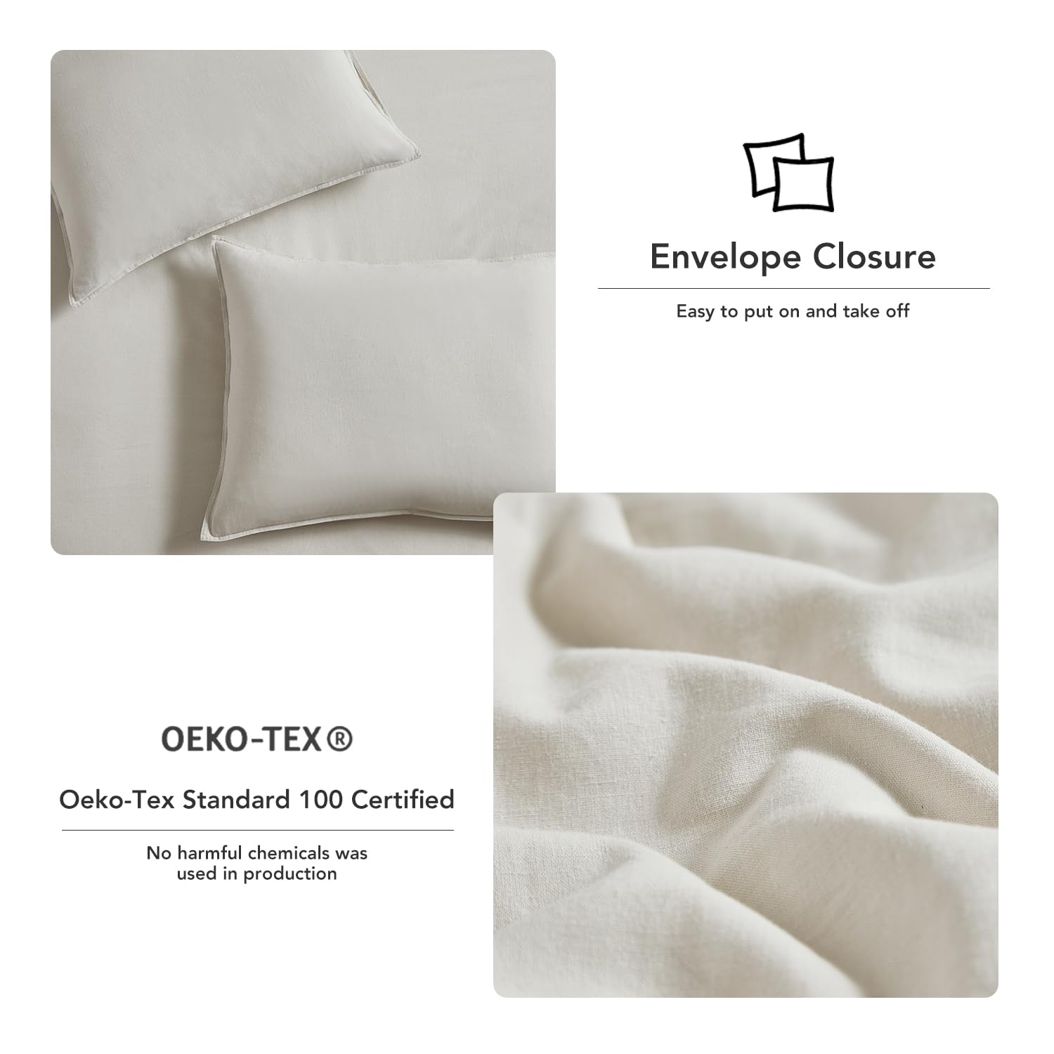 Premium Washed Linen Duvet Cover King Size - 3 Piece Lightweight Hypoallergenic Bedding Set with Button Closure & 8 Corner Ties (Linen Cotton Blend) - Perfect for Cozy Bedrooms, Guest Rooms & Airbnbs