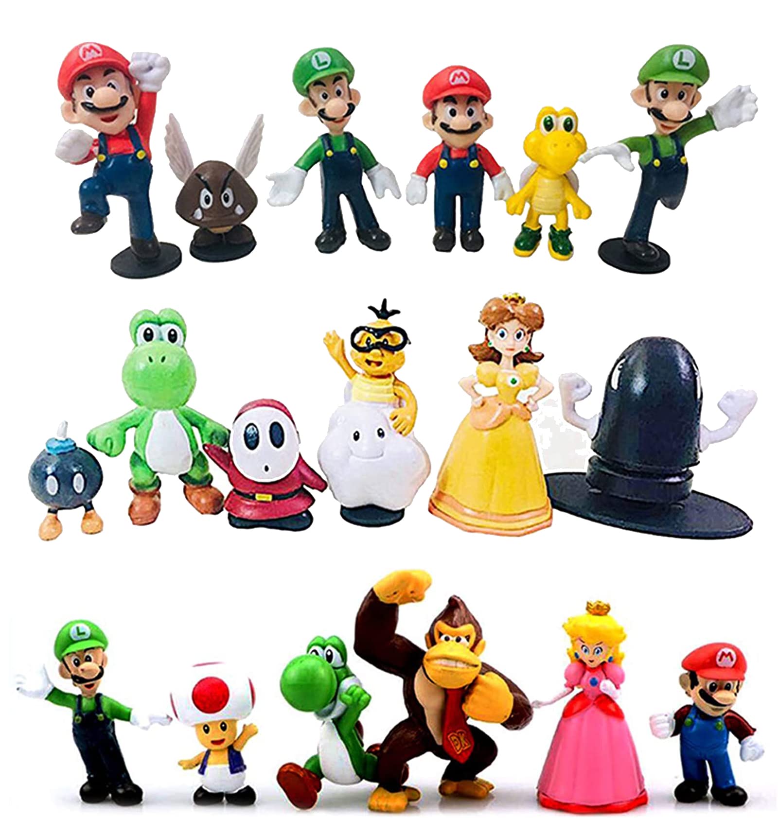 Super Mario Action Figure Toys Set - 18pcs PVC Collectible Dolls for Kids Birthday Party Decorations & Gifts | Perfect for Game-Themed Parties, Room Decor, and Nintendo Fans Collection