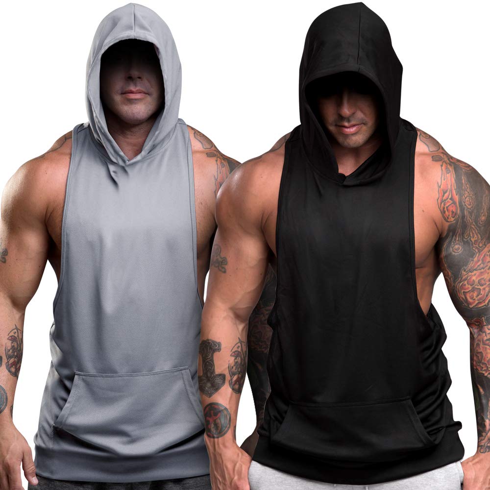 Nine Bull Men's Workout Hooded Tank Top - Sleeveless Gym Hoodie for Bodybuilding & Muscle Training - Perfect for Weightlifting, CrossFit & Outdoor Workouts