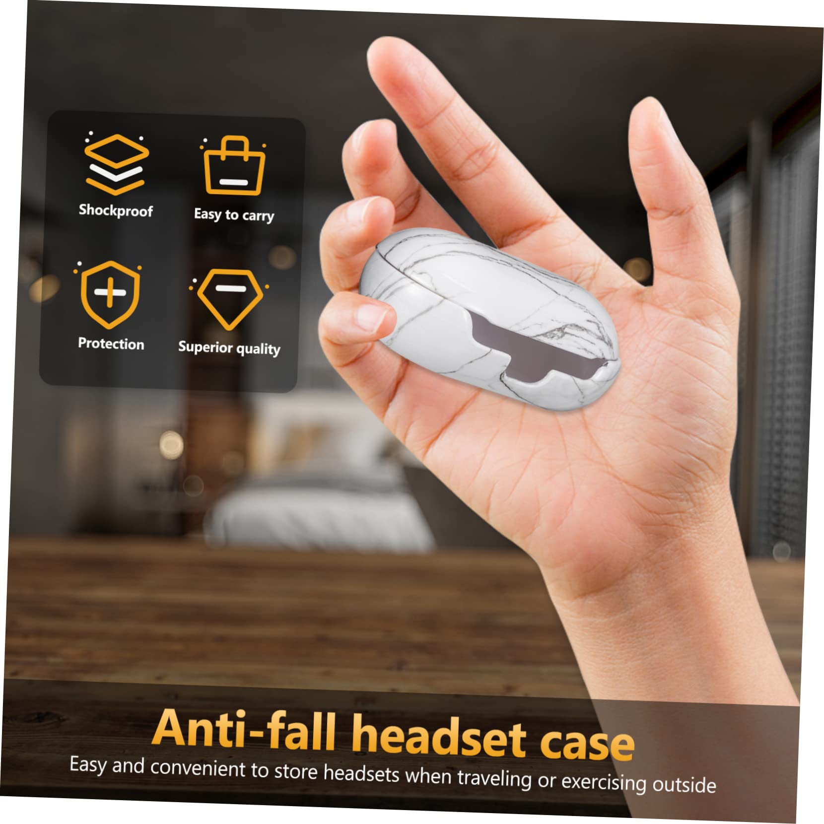 Gadpiparty Protective Headphone Case - Elegant Marble Design Storage Box for Headset & Earphones | Travel, Home & Office Use