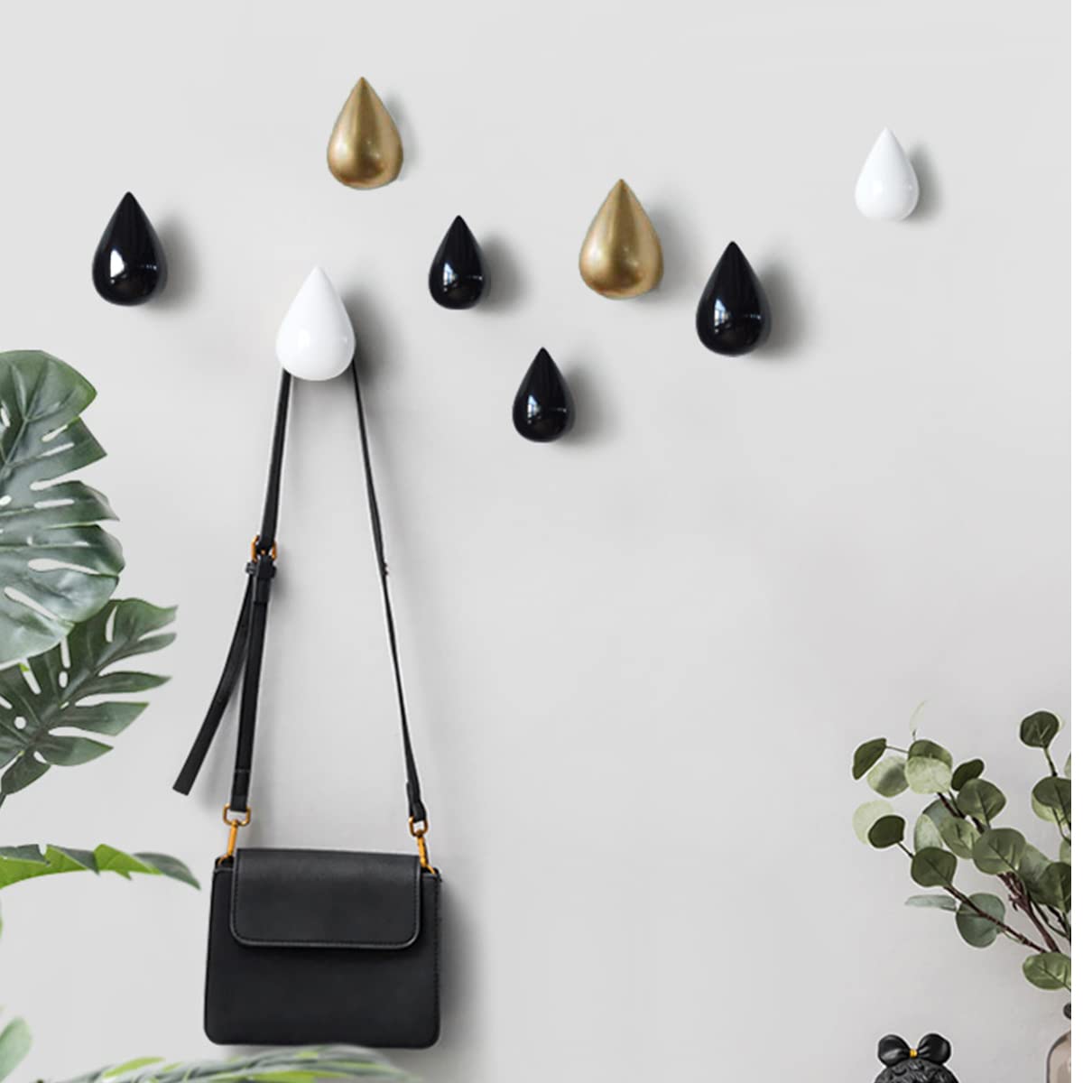 Modern Coat Hooks for Wall - Black Small Hanging Hooks for Dressing Room, Bedroom & Entryway - Creative Wall Decor for Coats, Hats & Scarves - Space Saving Home Organization Solution