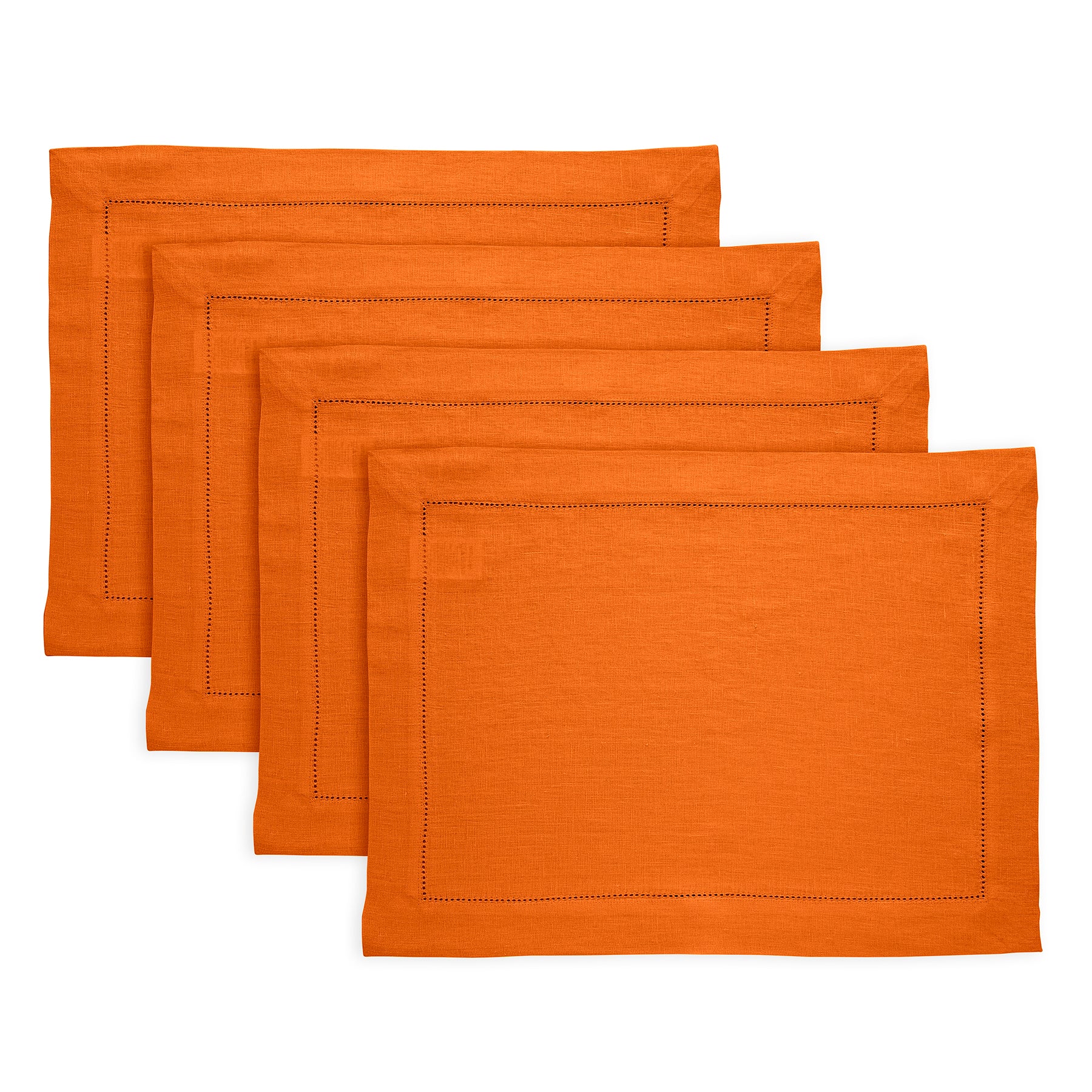 Premium Sonoma Hemstitch Placemats Set of 4 - Elegant Linen Table Mats for Dining & Entertaining - Perfect for Dinner Parties, Holiday Gatherings & Home Decor
