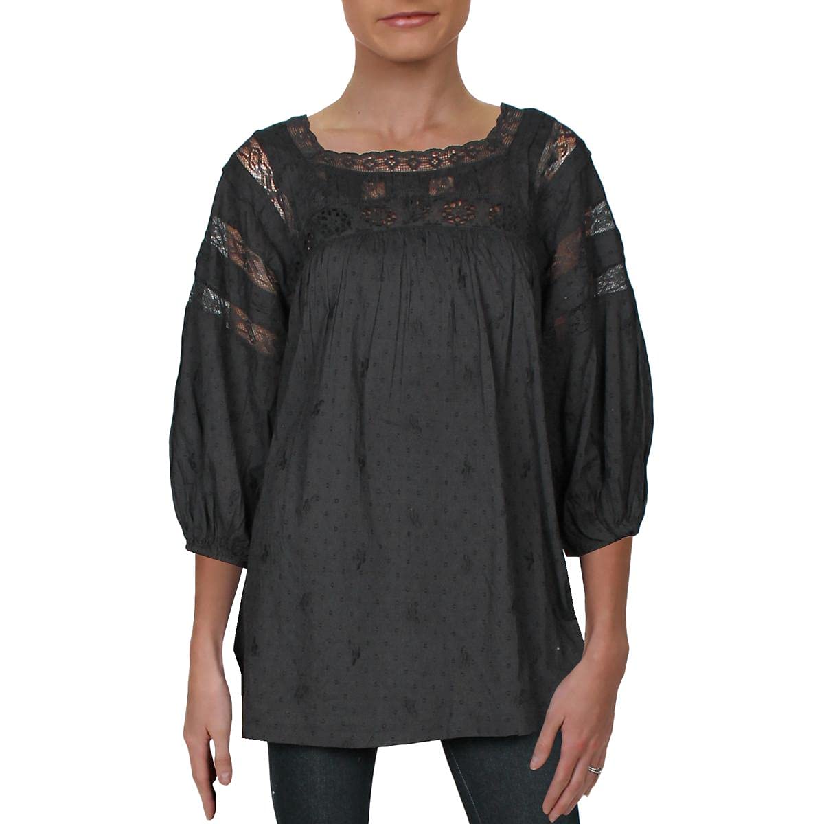 Free People Women's Azalea Lace Tunic Top - Boho Chic Blouse for Casual Wear, Date Night & Summer Outfits