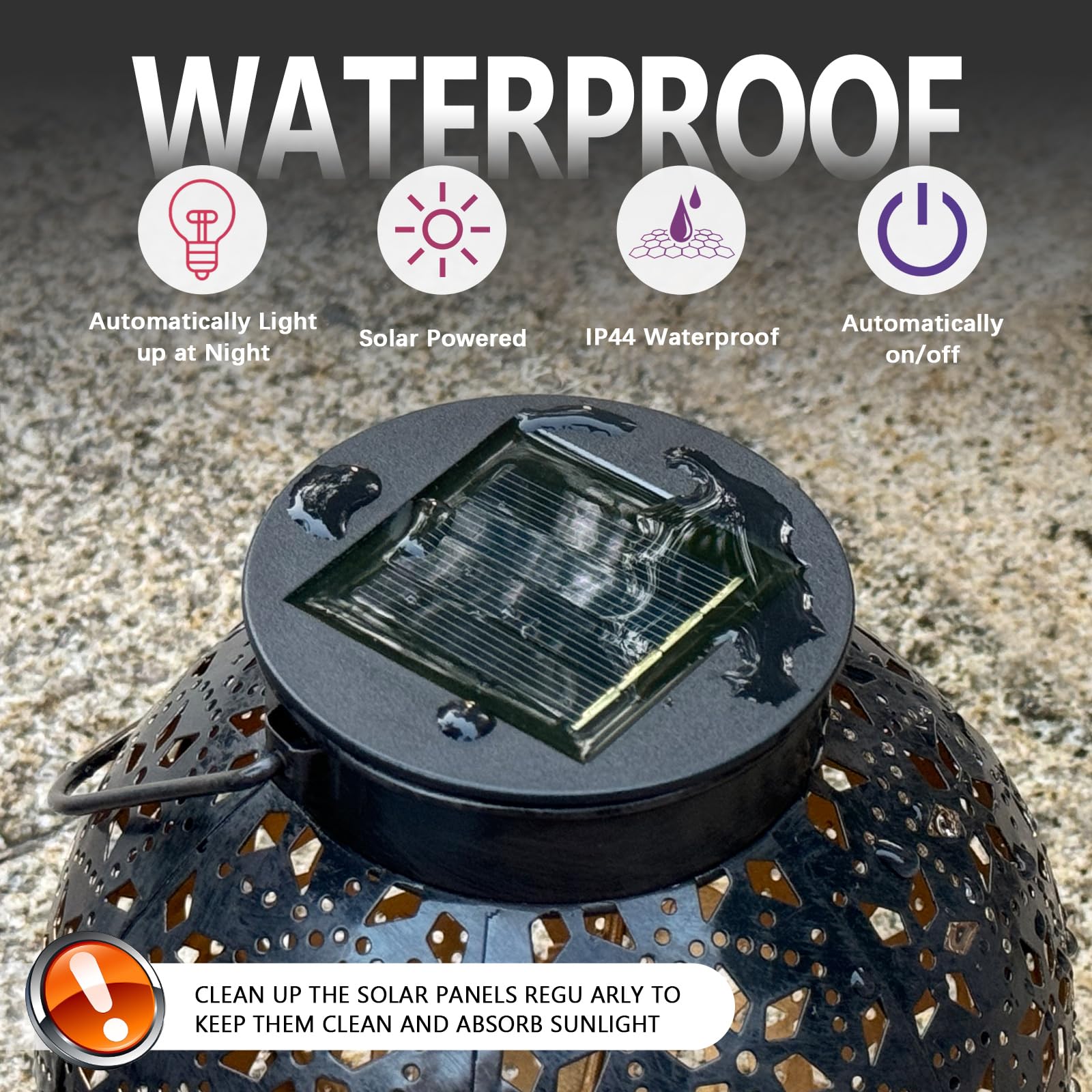 2 Pack Outdoor Solar Lantern Lights - Waterproof LED Moroccan Tabletop & Hanging Metal Garden Lights for Patio, Lawn, Porch, Backyard | Perfect for Evening Gatherings, Wedding Decor & Pathway Lighting