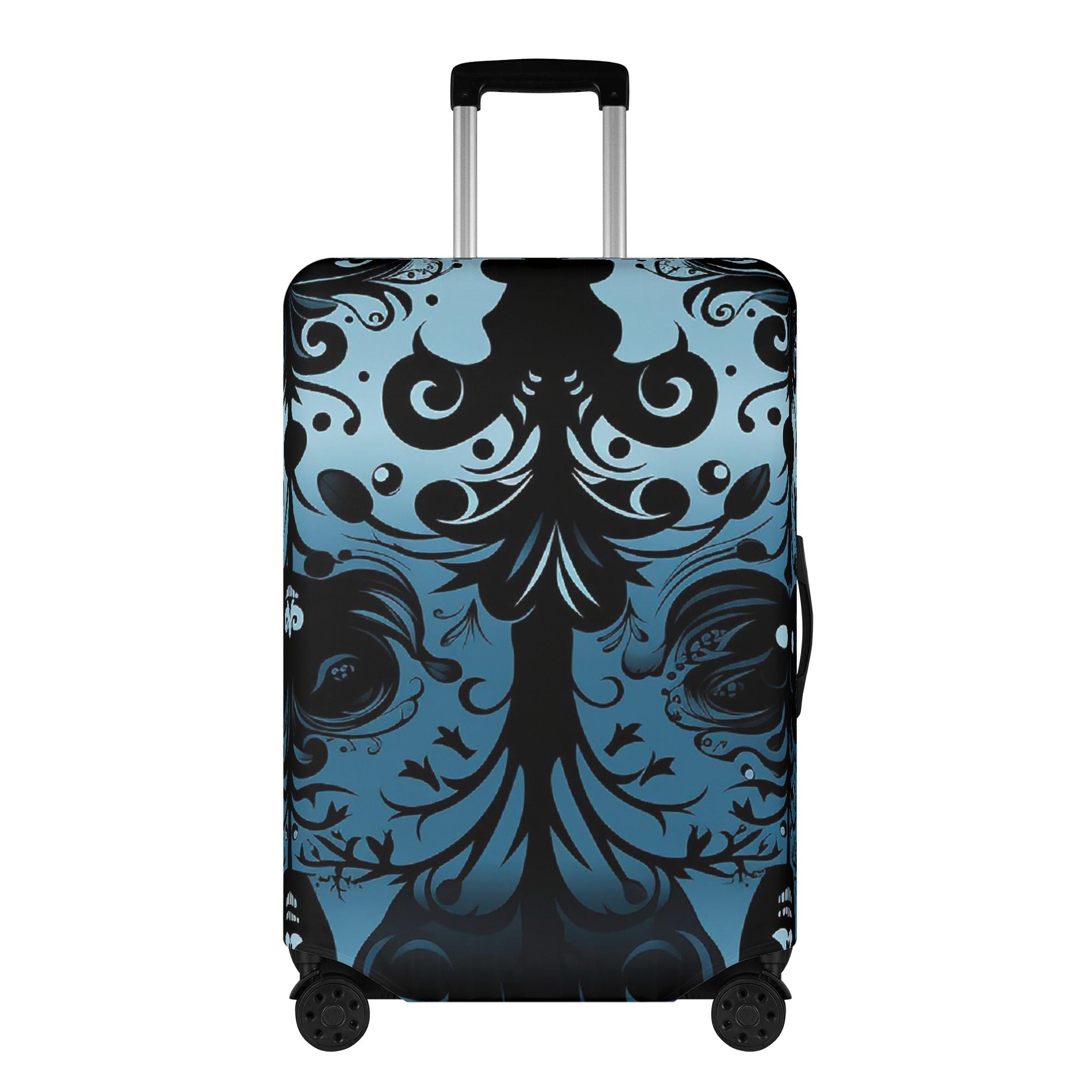 Stylish Gothic Blue Polyester Luggage Cover - Waterproof Travel Suitcase Protector for Airlines, Perfect for Vacation & Business Trips