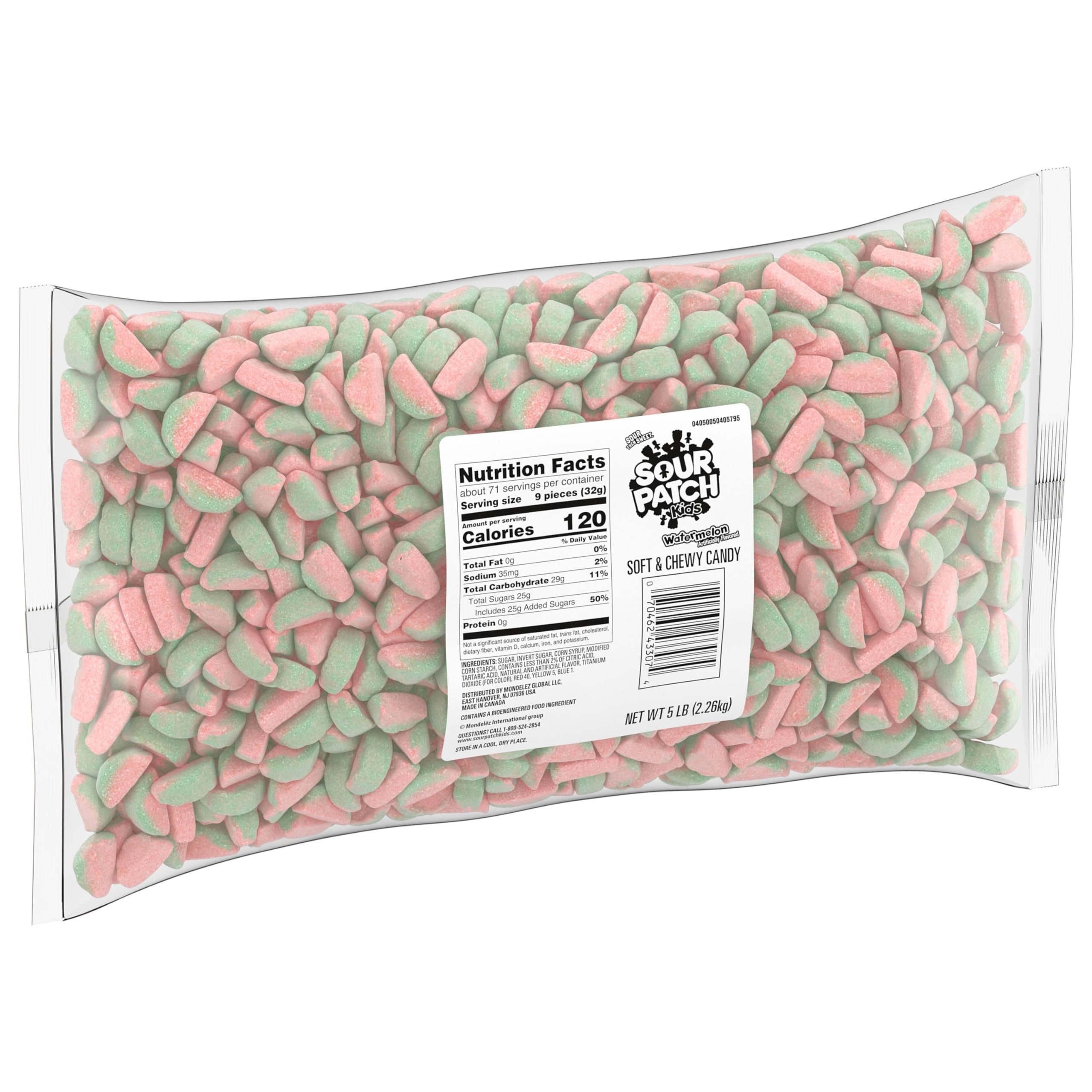 Sour Patch Kids Watermelon Soft & Chewy Candy - 5 lb Bulk Pack for Parties, Halloween, Movie Nights & Snacking