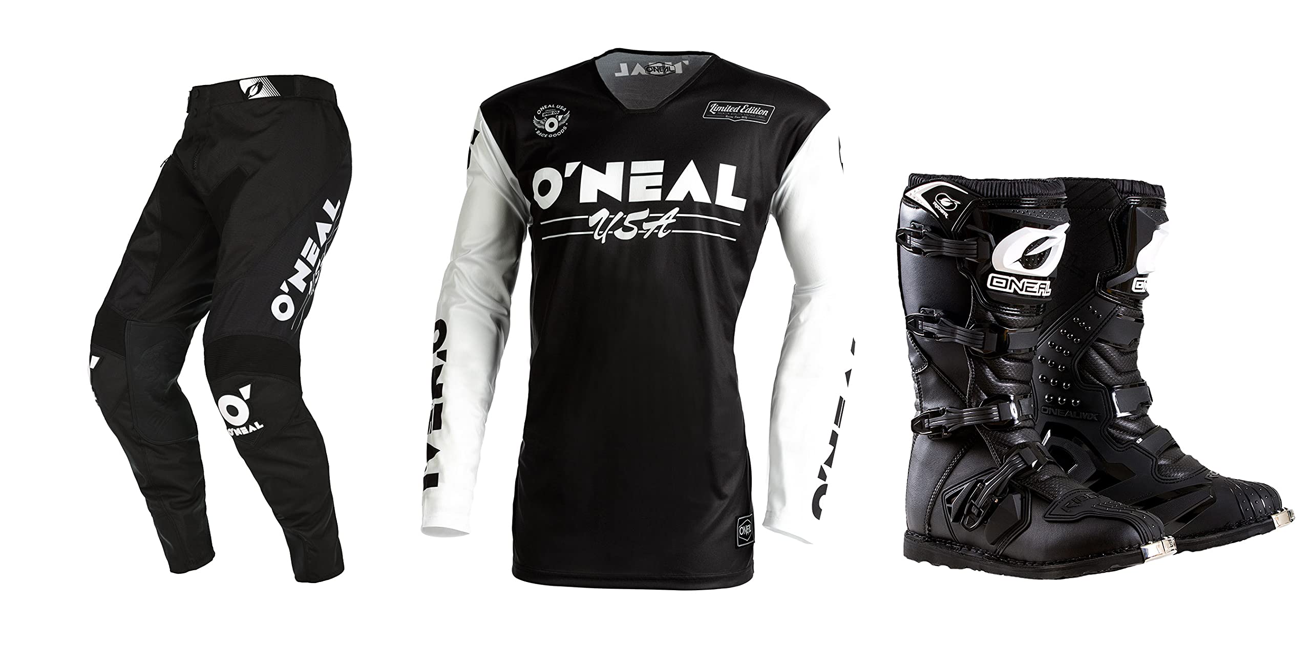 Oneal Mayhem Bullet Black/White Jersey Pant Boots Combo - Dirt Bike Motocross Racing Gear for Men & Women - Perfect for Off-Road, Trail Riding & MX Track
