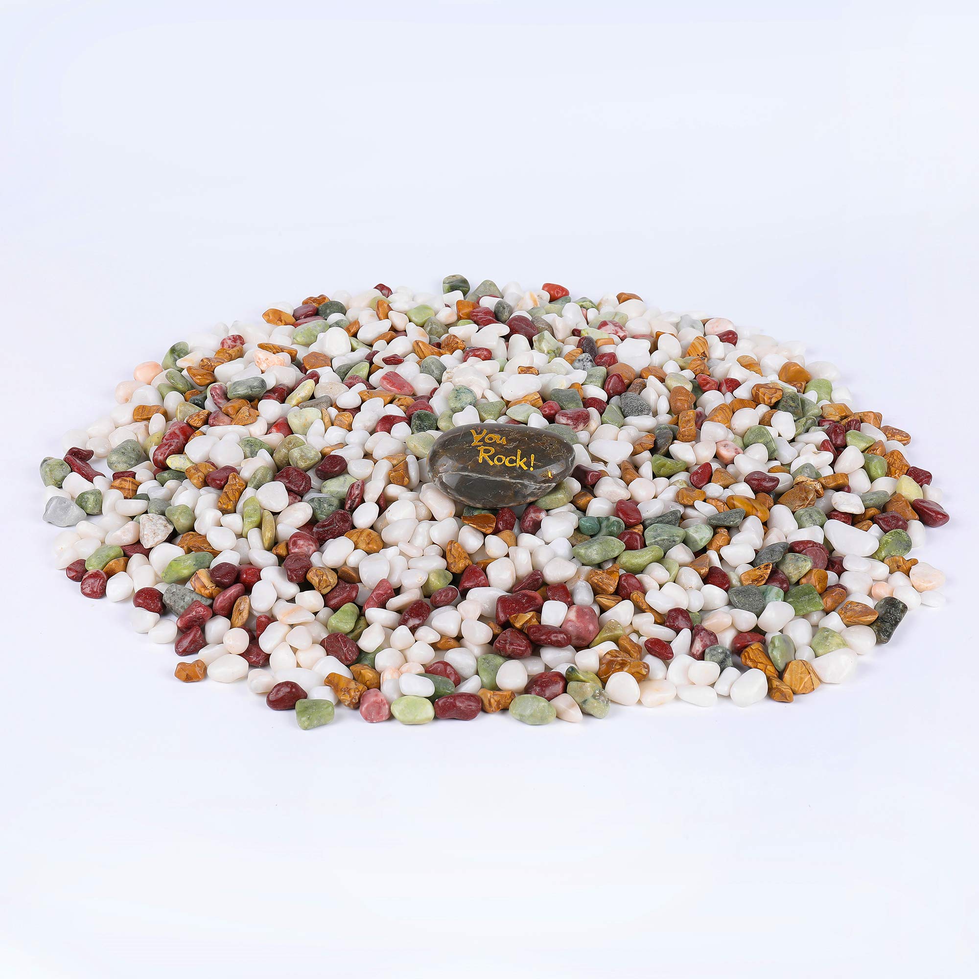 ROCKIMPACT 11 lbs. Polished Decorative Landscaping Rocks - Premium Garden Stones for Succulents, Bonsai Plants, Lucky Bamboo, Kids Crafts, Aquariums & Terrariums (Bright Mix, 3/4 Inch) - Perfect for Home Decor, Zen Gardens & DIY Projects