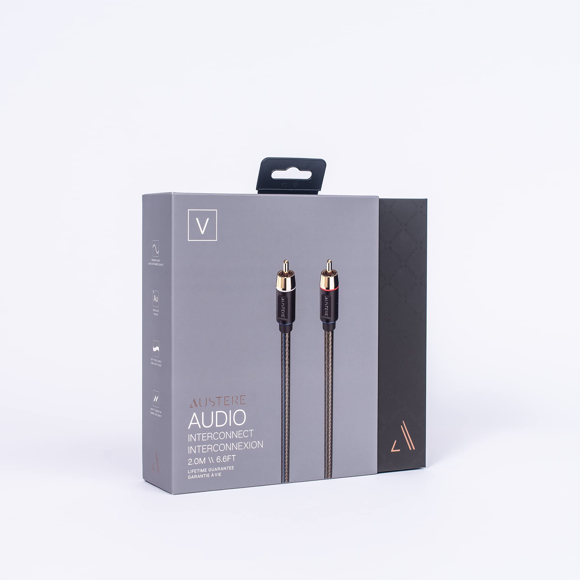 Premium AUSTERE V Series RCA Audio Cable 2.0m - Gold-Plated Connectors, Copper Shielding, Noise Reduction for HiFi Systems | Perfect for Home Theater, Stereo Amplifiers & Professional Audio Setups