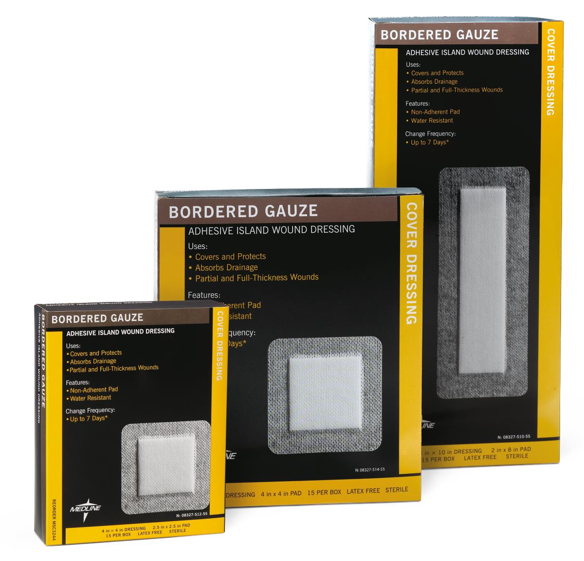 Sterile Bordered Gauze Adhesive Island Wound Dressing - 15-Piece Box (Various Sizes) | First Aid for Cuts, Burns & Surgical Wounds | Medical-Grade Bandages for Home & Hospital Use