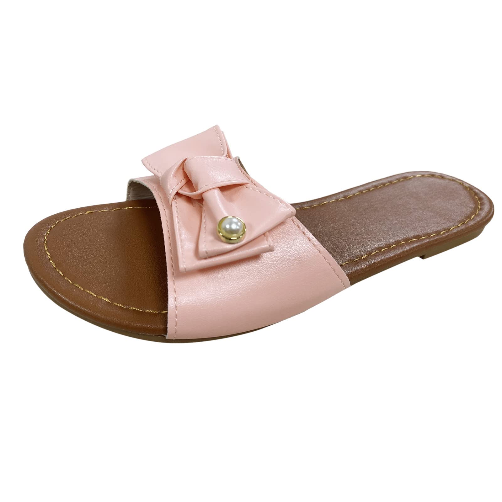 RUIY Women's Large Size Solid Bowknot Flat Beach Sandals - Comfortable Plastic Slippers for Women | Perfect for Beach, Pool, and Summer Vacation Wear