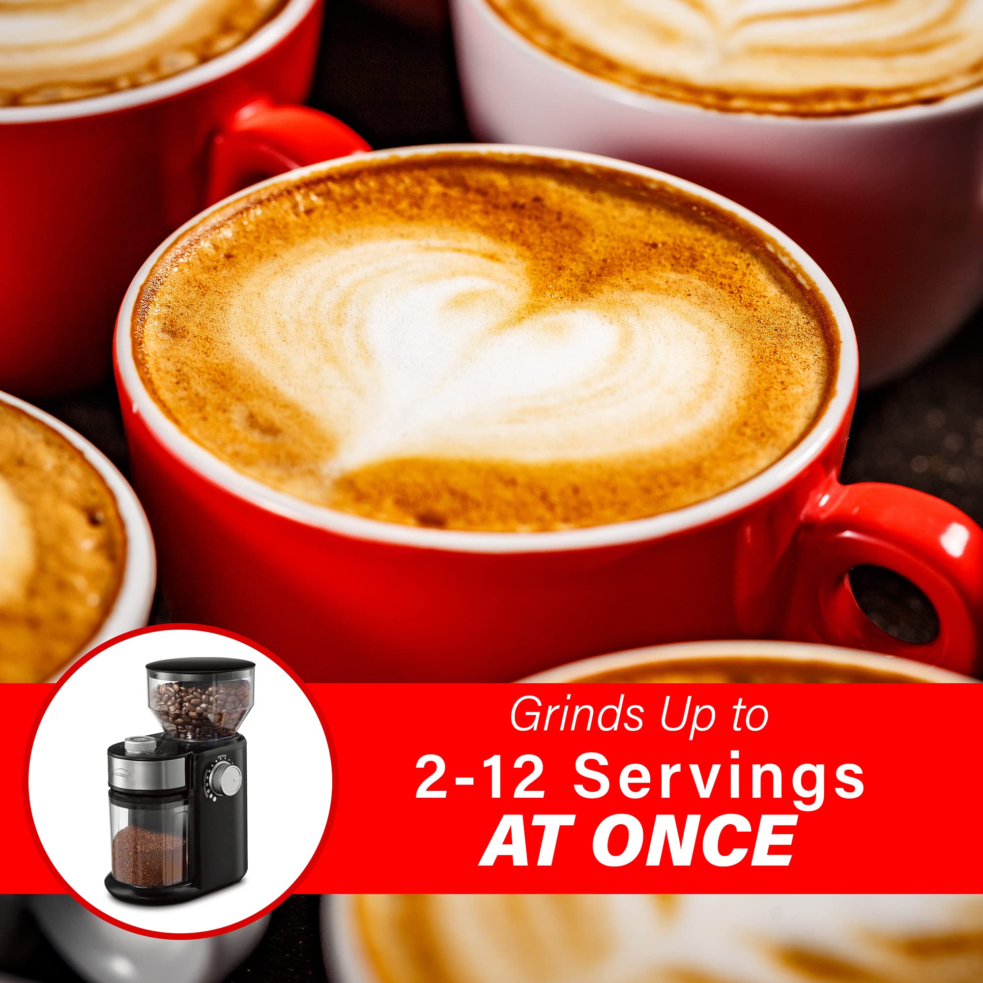 Brentwood CG-2021BK Electric Coffee Grinder - Premium Stainless Steel Blades, Fast & Quiet Operation, Black - Perfect for Home, Office & Espresso Brewing