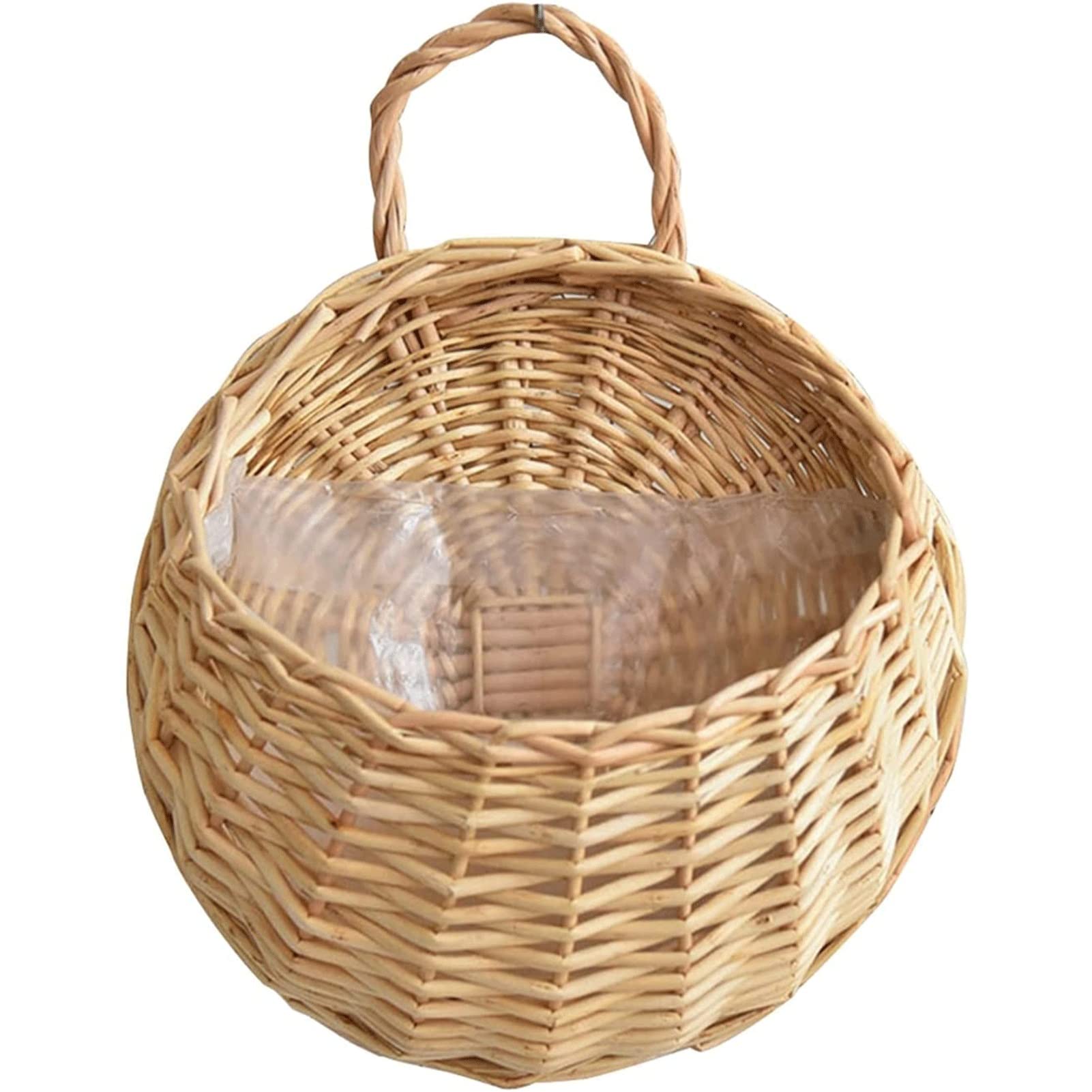 ZBQLKM Woven Rattan Hanging Planter Basket - Indoor/Outdoor Wall Decor for Spider Plants, Flowers - Perfect for Garden, Porch, Balcony & Home Decor