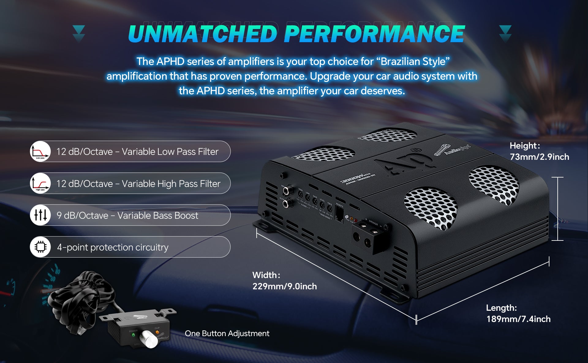 3000W High Power Class D Mosfet Amplifier - APHF 3000D H1 for Car Audio, Home Theater & DJ Systems | Professional Full Range Bass Boost Sound System
