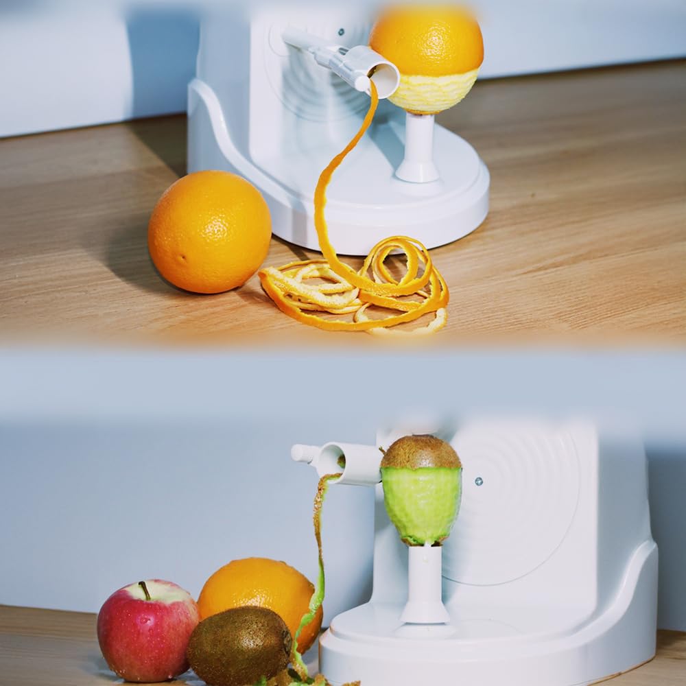ROVSUN Electric Fruit Peeler - Stainless Steel Kitchen Peeler for Oranges, Potatoes, Apples - Easy & Efficient Peeling Tool for Smoothies, Baking, Meal Prep & Healthy Snacks