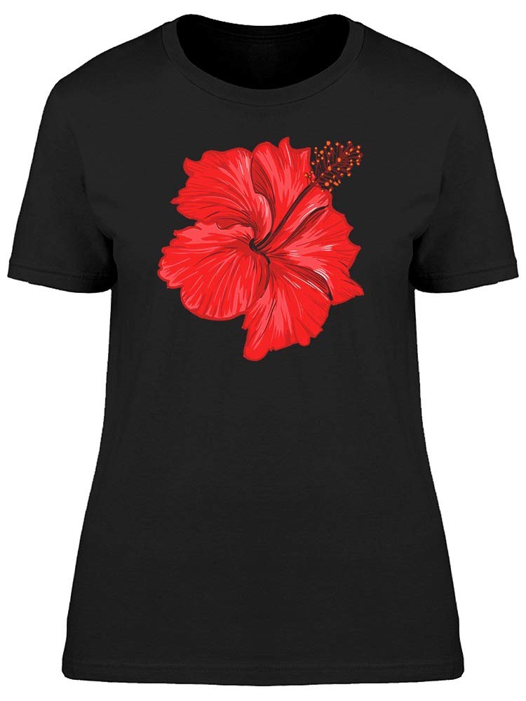 Red Hibiscus Floral Painting T-Shirt for Women | Stylish Casual & Summer Outfit Essential