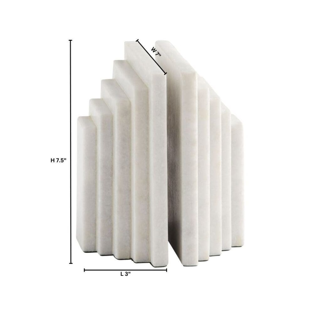 Cyan Design 11653 Epilogue Bookends - White | Decorative Book Holders for Shelves, Office & Home Decor | Perfect for Bookshelves, Desks & Gift Giving