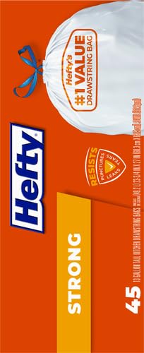 Heavy Duty Tall Kitchen Trash Bags - 45 Count, Unscented, 13 Gallon | Perfect for Home, Office & Restaurant Waste Disposal