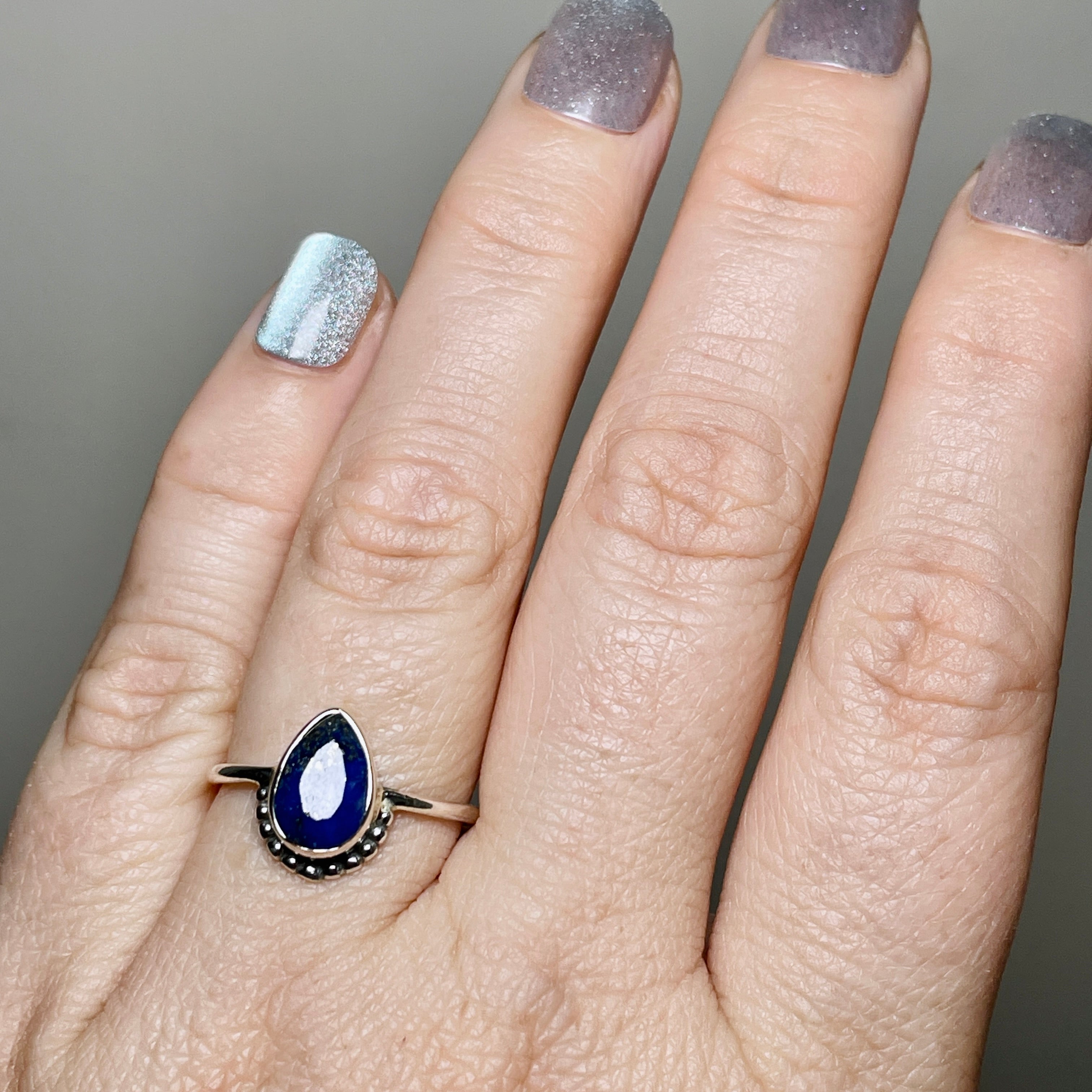 Ioilite Teardrop Fine Band Ring R3800 IOL - Elegant Dainty Jewelry for Women, Perfect for Weddings, Anniversaries & Special Occasions