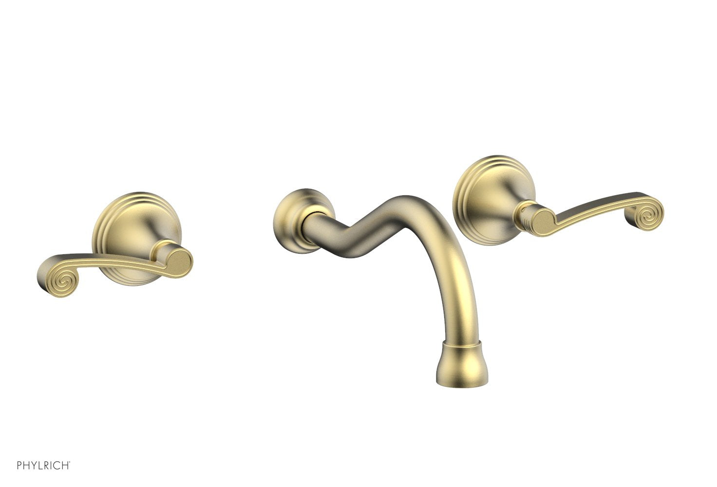 3RING Wall Lavatory Faucet Set with Curved Lever Handles - DWL206 - Perfect for Bathroom Sink, Powder Room and Guest Bath Installation