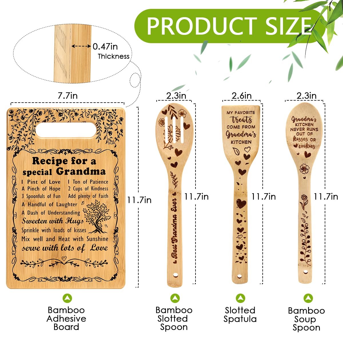 Personalized Wooden Cutting Board Set - Best Christmas & Birthday Gifts for Grandma, Nana, Mimi, Gigi - Unique Kitchen Gifts from Grandchildren - Perfect for Holiday Dinners & Family Gatherings