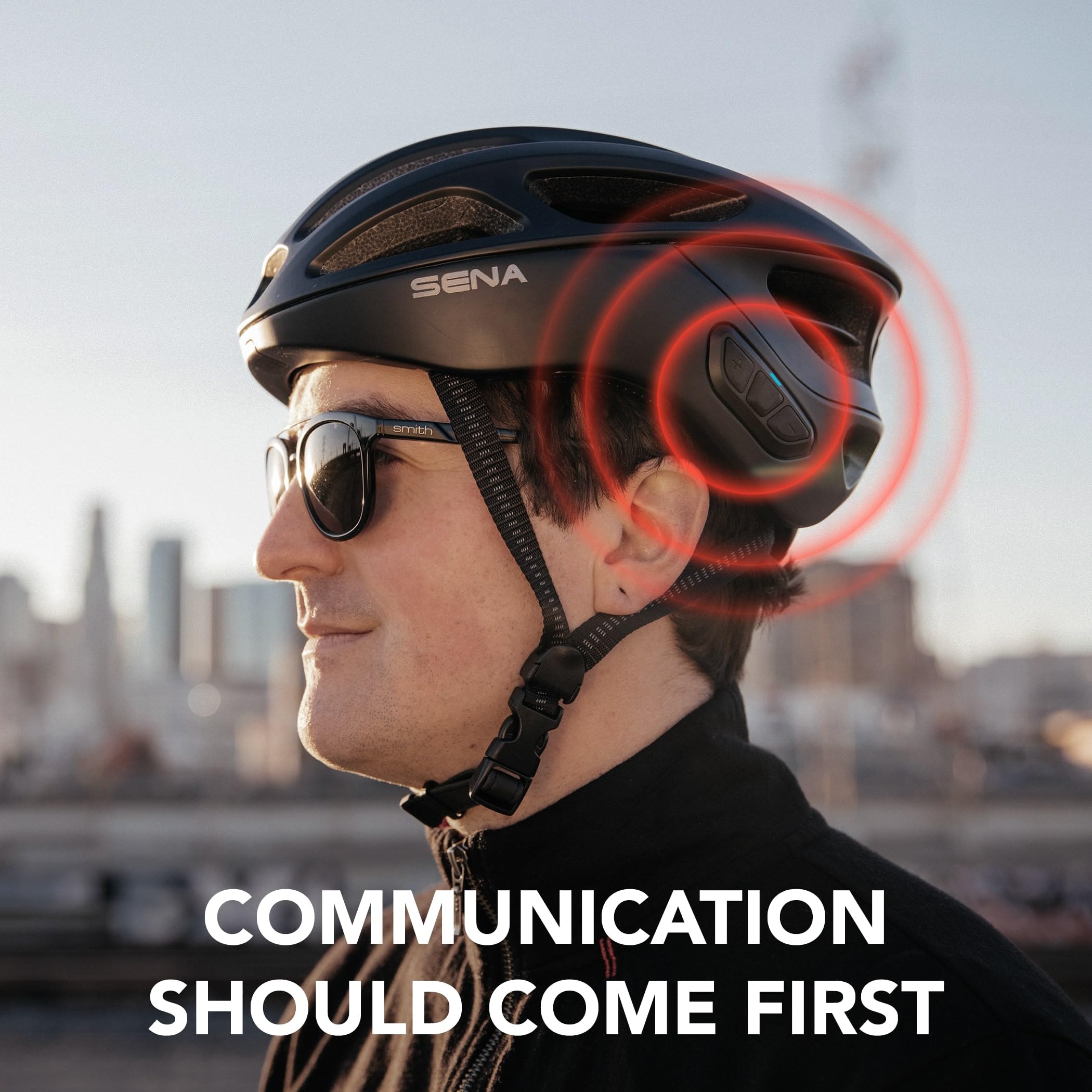Sena R1 & R1 EVO Smart Bluetooth Bike Helmet for Cycling - Wireless Intercom, Built-in Speakers, Noise Control - Perfect for Road Biking, Mountain Biking & Group Rides