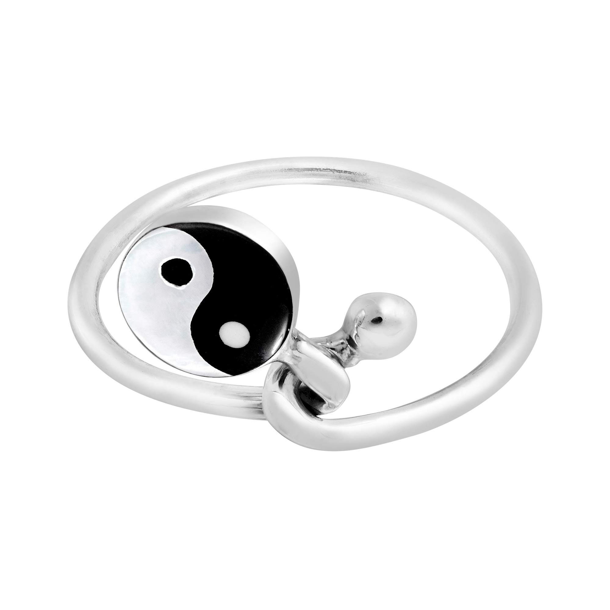 Aeravida Eternal Duality Yin Yang Twisted .925 Sterling Silver Band Ring for Women | Tiny Wedding Ring, Trendy Comfort Fit Jewelry | Perfect Gift for Daughter, Wife, Girlfriend | Size 7-10 | Ideal for Everyday Wear, Special Occasions & Meaningful Gifts