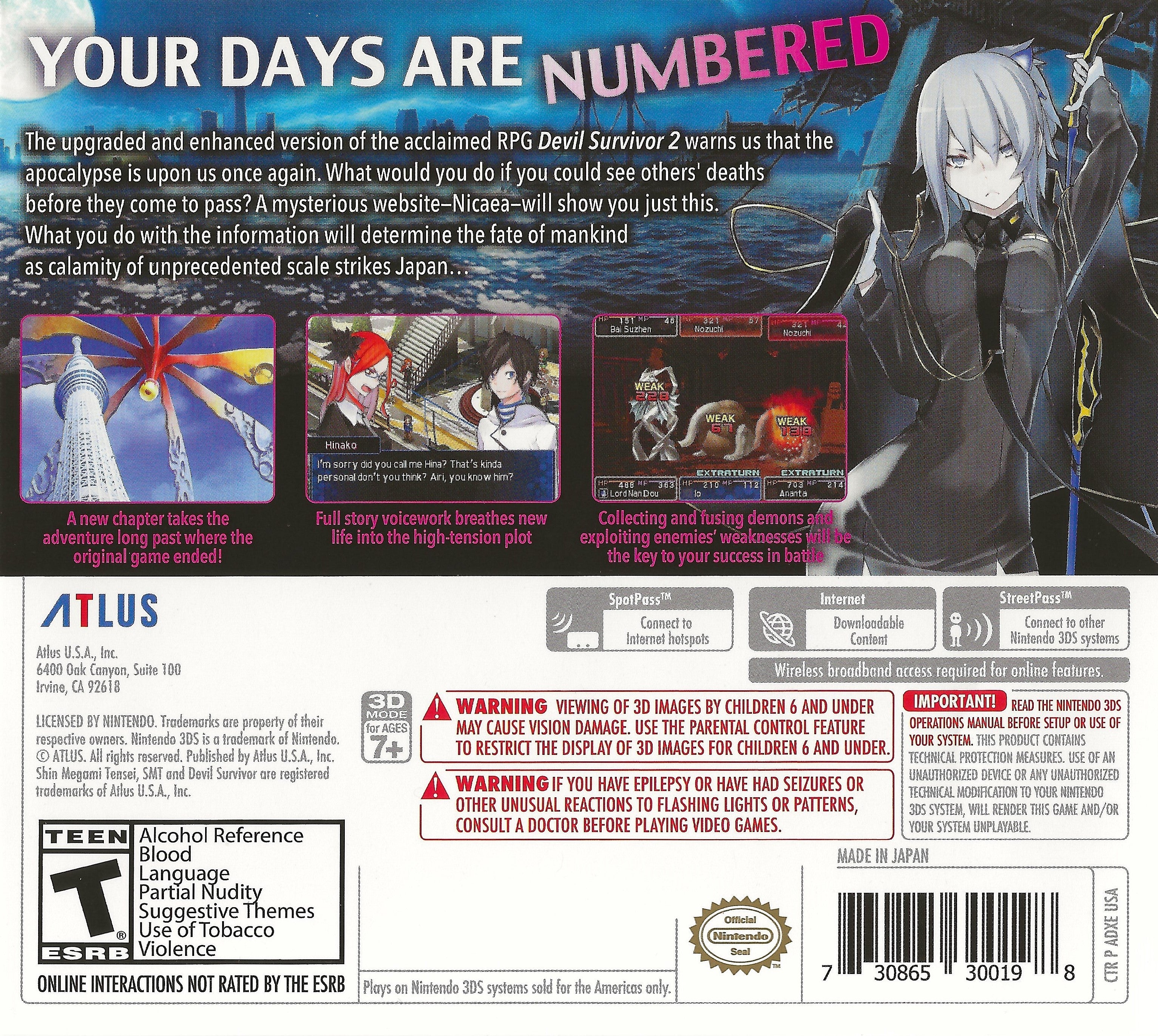 Shin Megami Tensei: Devil Survivor 2 Record Breaker - Nintendo 3DS JRPG Game | Strategic Demon Battles & Story Choices - Perfect for Anime Fans & RPG Gamers