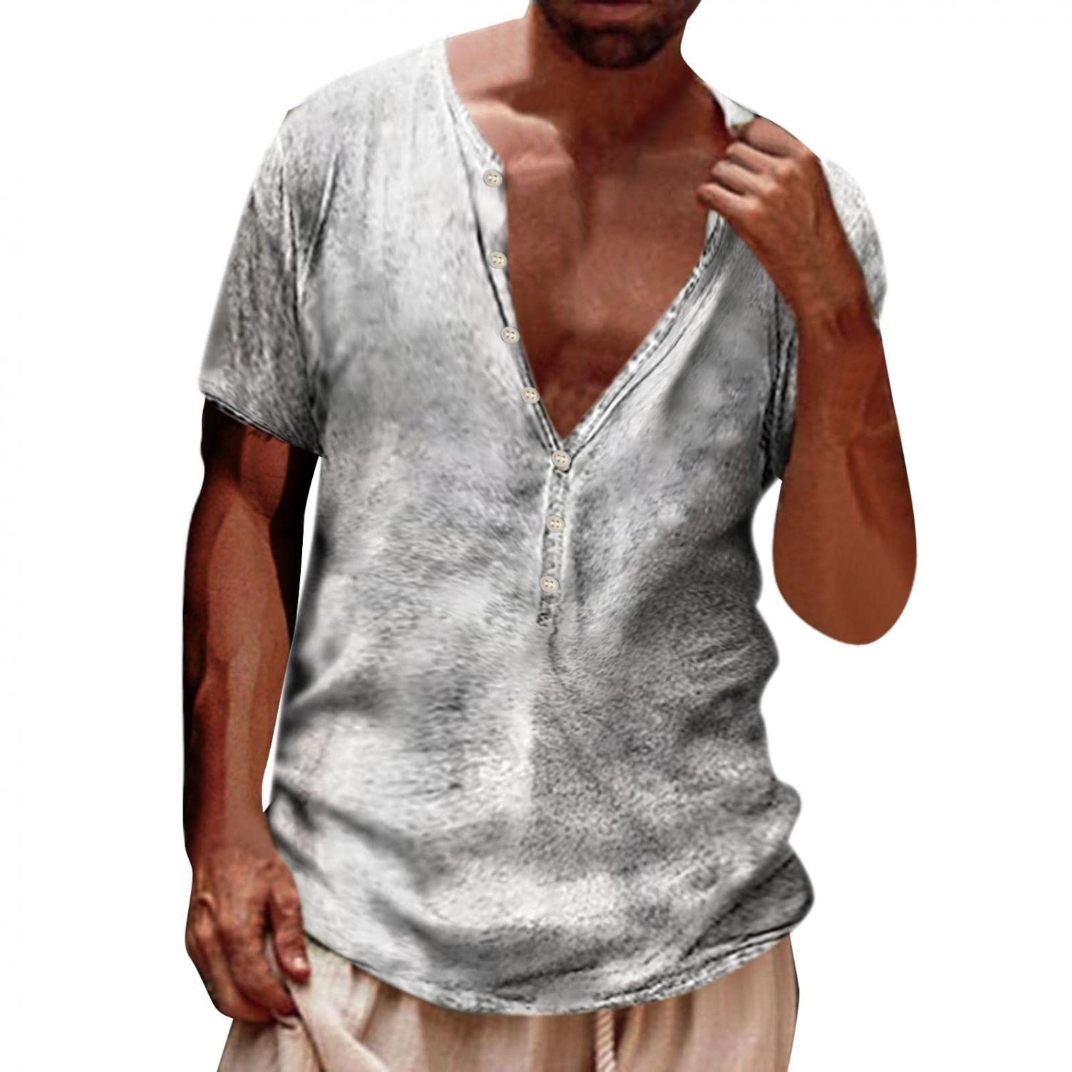 **Men's Casual Solid Color Henley T-Shirts - Long & Short Sleeve Basic Tees for Everyday Wear | Perfect for Work, Gym & Outings**