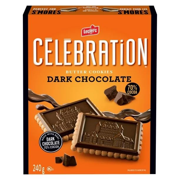 Premium Leclerc Butter Cookies with Rich Dark Chocolate - 240g/8.5oz | Gourmet Biscuits for Tea Time, Holiday Gifts & Special Occasions | Imported from Canada