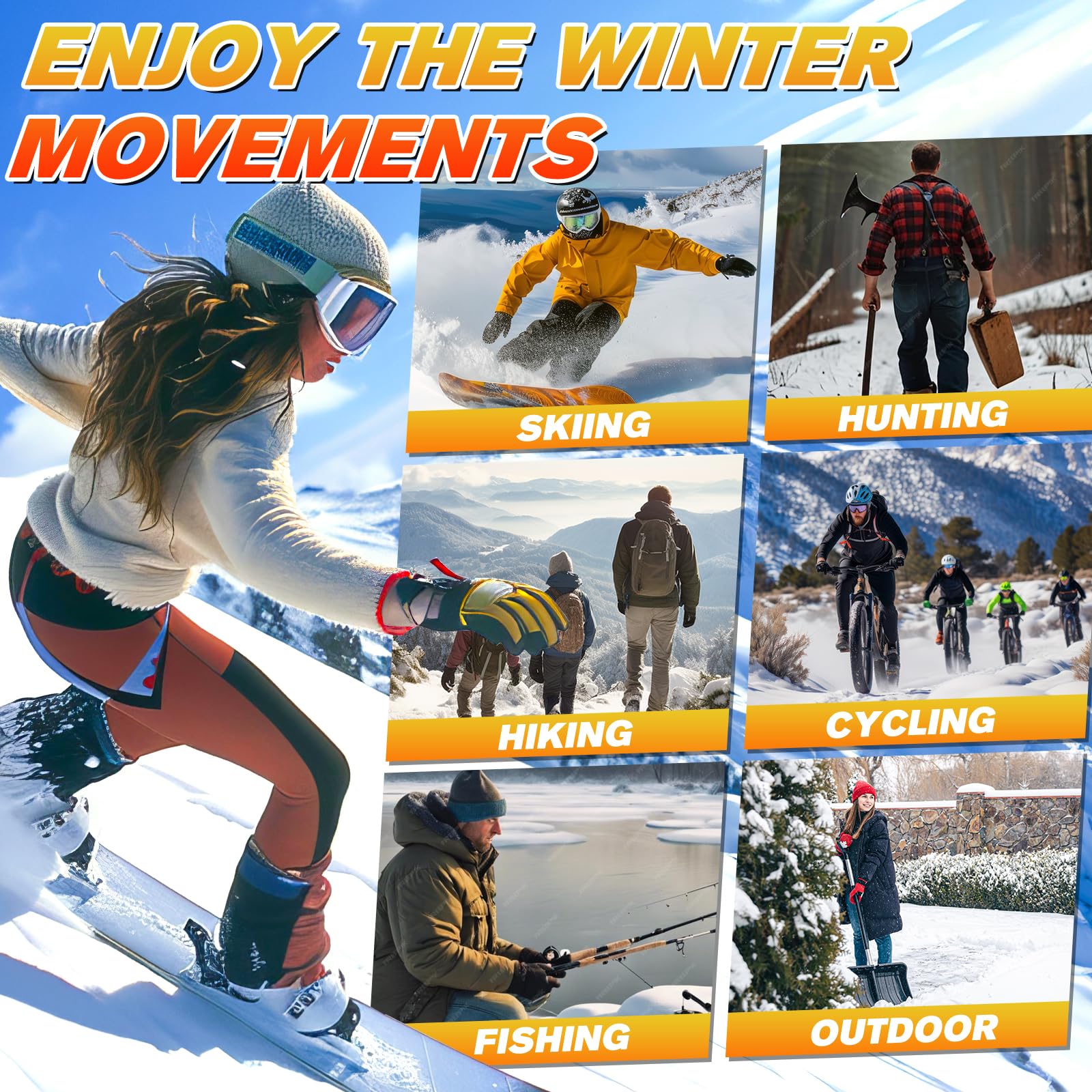 5000mAh Rechargeable Heated Socks for Men & Women - 11 Hours Heating, 3 Temperature Settings, Machine Washable Winter Foot Warmers - Perfect for Outdoor Activities Like Skiing, Hiking, Camping & Cold Weather Work