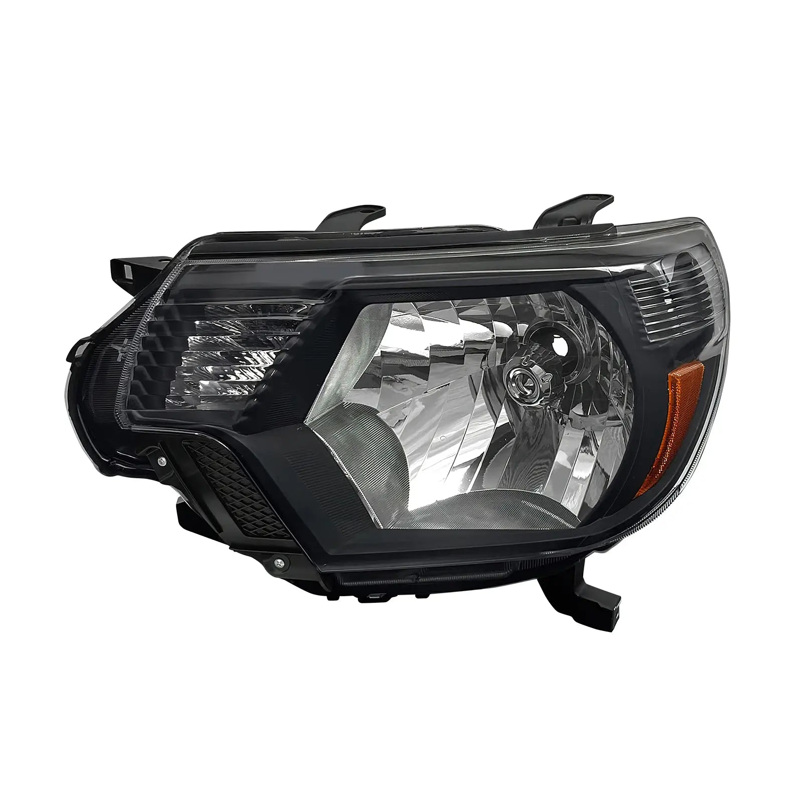 LOYO Black Housing Amber Reflector Headlights Assembly - Compatible with 2012-2015 Toyota Tacoma (Driver & Passenger Side) | Durable Replacement for Off-Roading & Night Driving