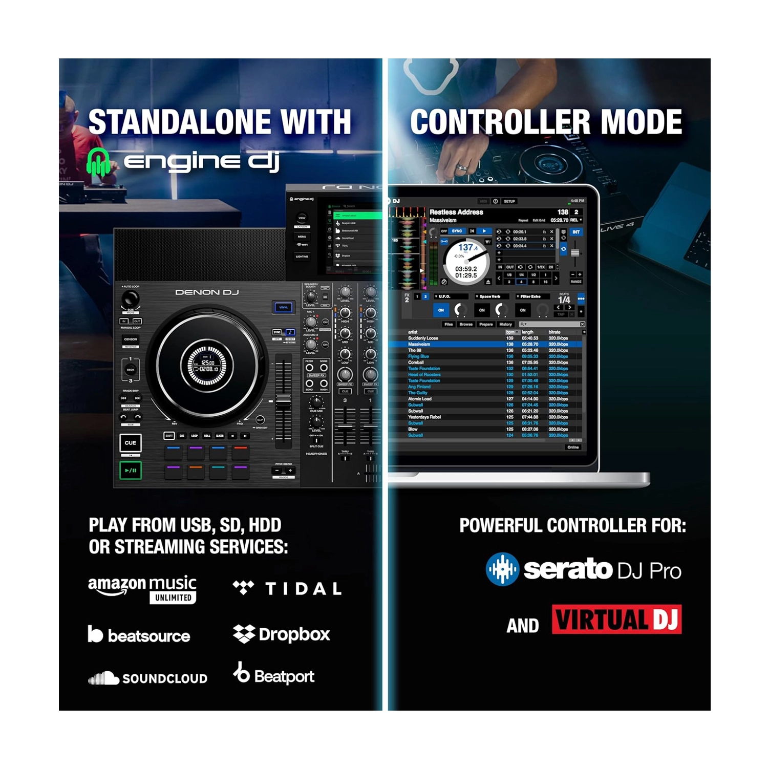 Denon DJ SC Live 4 Standalone DJ Controller - Professional Performance System for Live Shows & Music Production | Perfect for Clubs, Parties & Home Studios