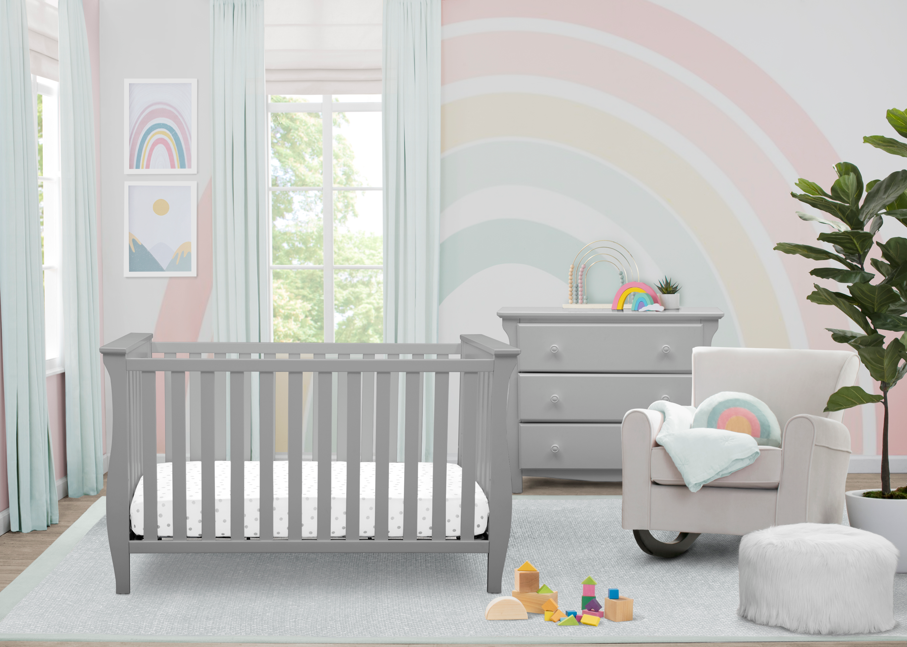 Lancaster 3-in-1 Convertible Baby Crib - White Nursery Furniture for Newborn to Toddler | Perfect for Modern Nurseries & Daycare Centers