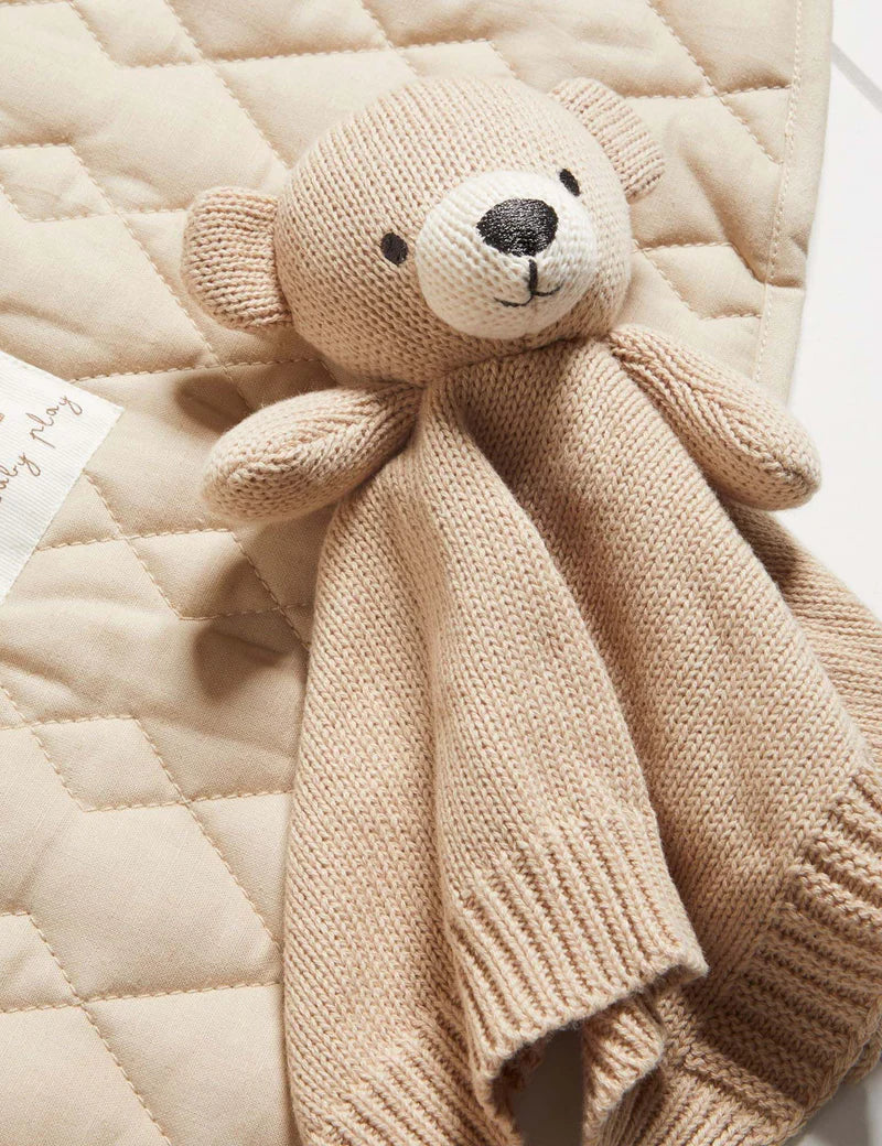 Purebaby Knitted Bear Comforter - Soft Baby Security Blanket for Newborns & Toddlers | Perfect for Nursery, Stroller & Travel Comfort