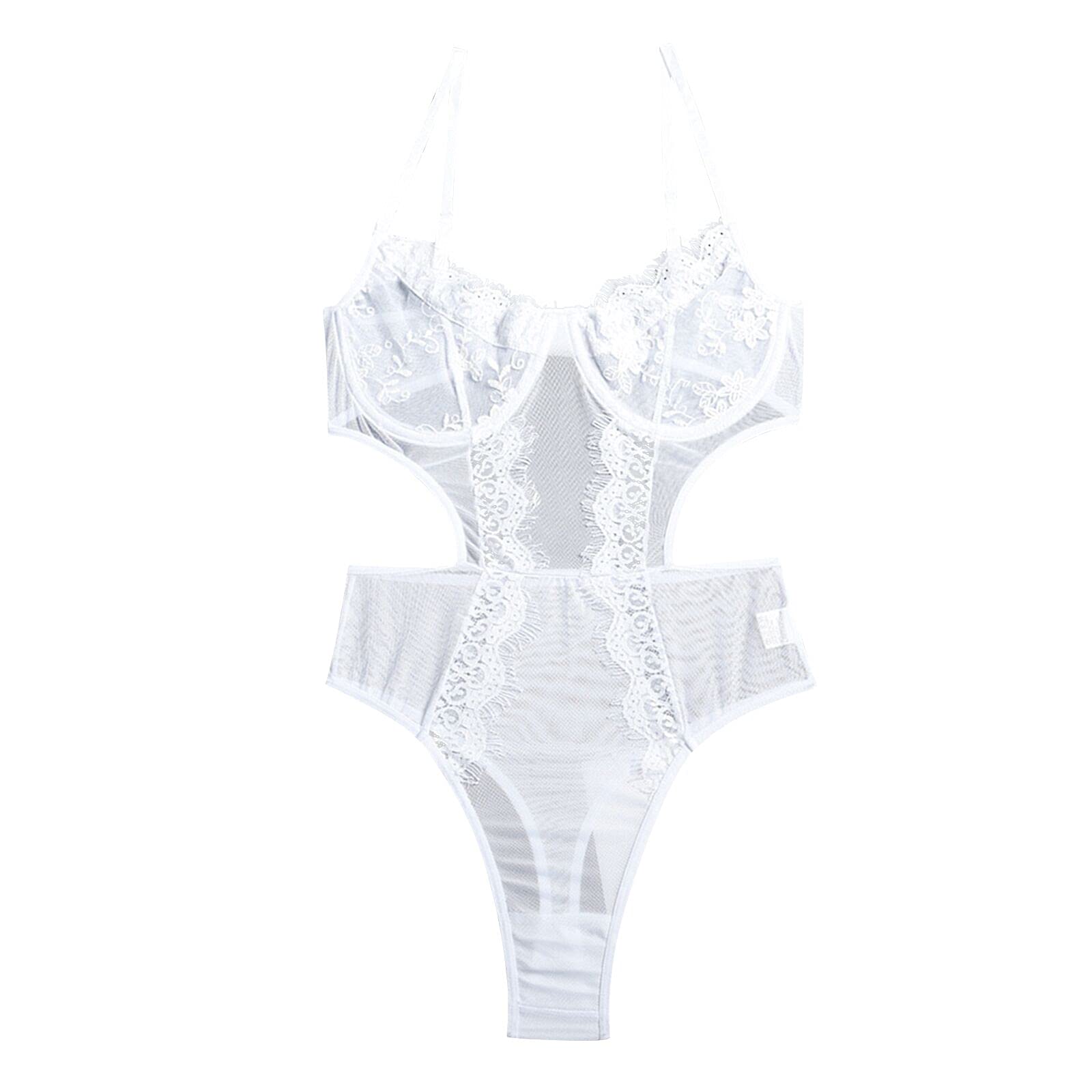 Sexy Lace Teddy Lingerie Set for Women - Sheer Transparent Cut Out Bodysuit & Babydoll Sleepwear | Romantic Nightwear, Valentine's Gift, Boudoir Photoshoot