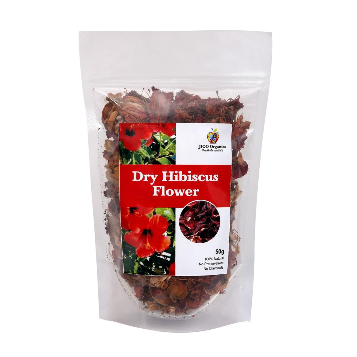 Organic Hibiscus Flower Petals (50g) - Gudhal ke Phool for Hair Care, Face Masks, Scalp Treatment & Blood Circulation | Natural Hair Cleanser & Face Pack | Perfect for Mocktails, Rosa Sinensis & Roselle Recipes | DIY Beauty & Healthy Drinks